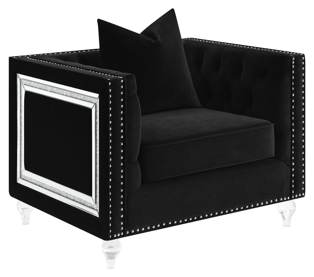 Delilah Velvet Tufted Tuxedo Arm Living Room Set