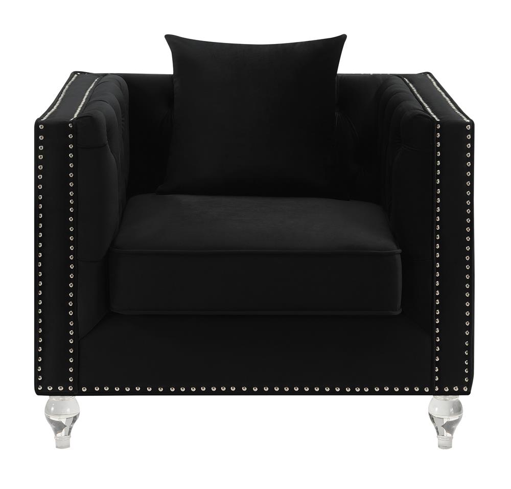 Delilah Velvet Tufted Tuxedo Arm Living Room Set