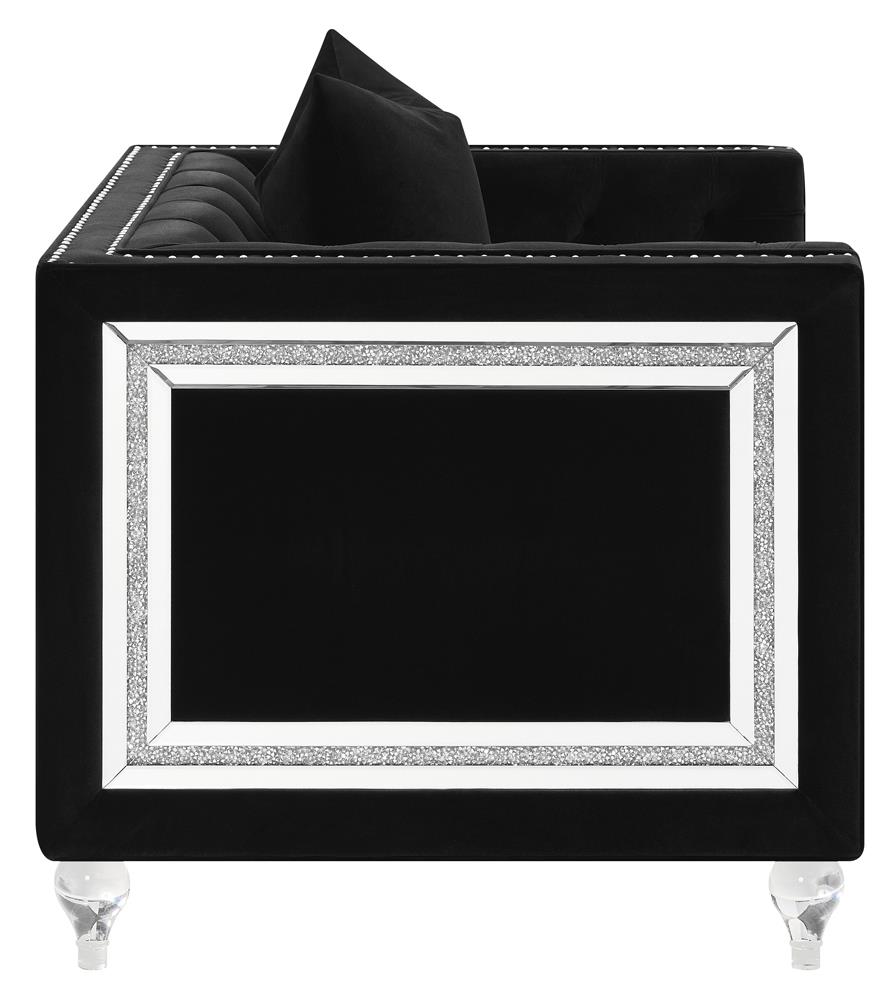 Delilah Velvet Tufted Tuxedo Arm Living Room Set