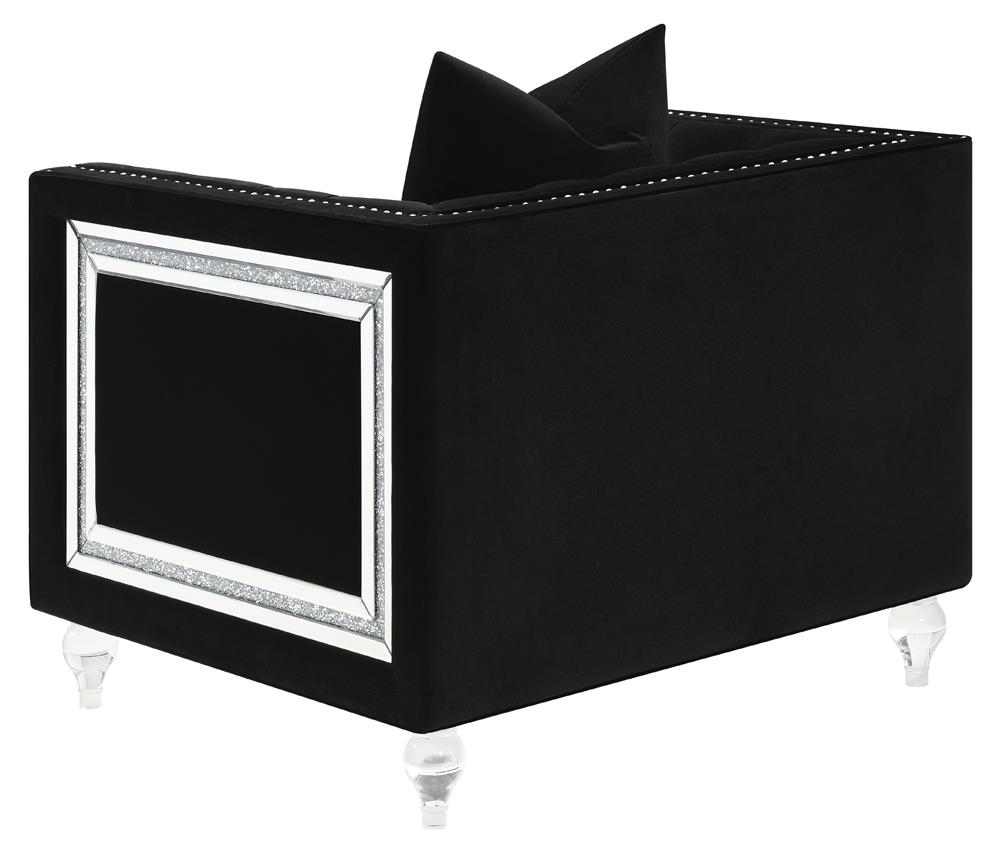 Delilah Velvet Tufted Tuxedo Arm Chair