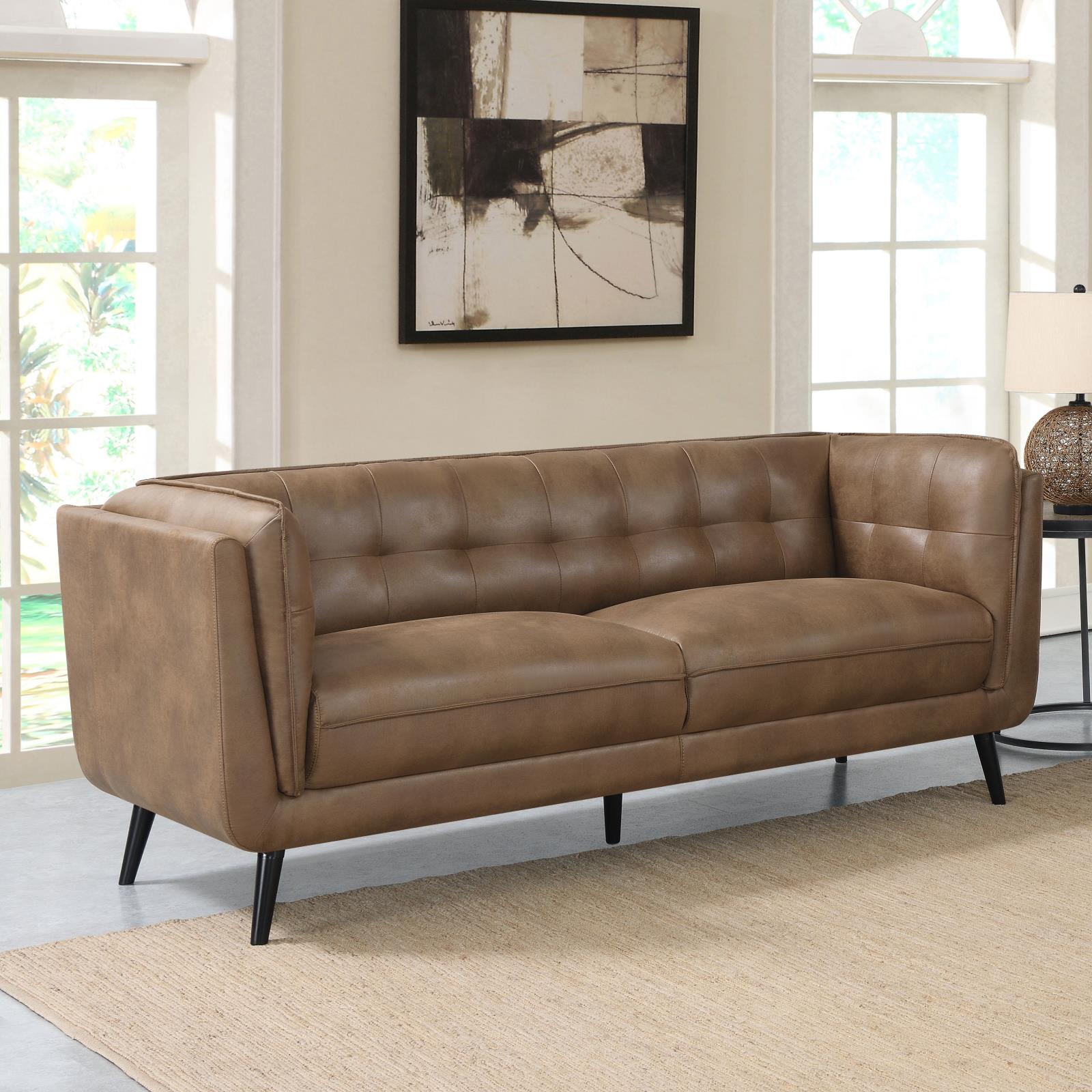 Thatcher Leatherette Button Tufted Living Room Set