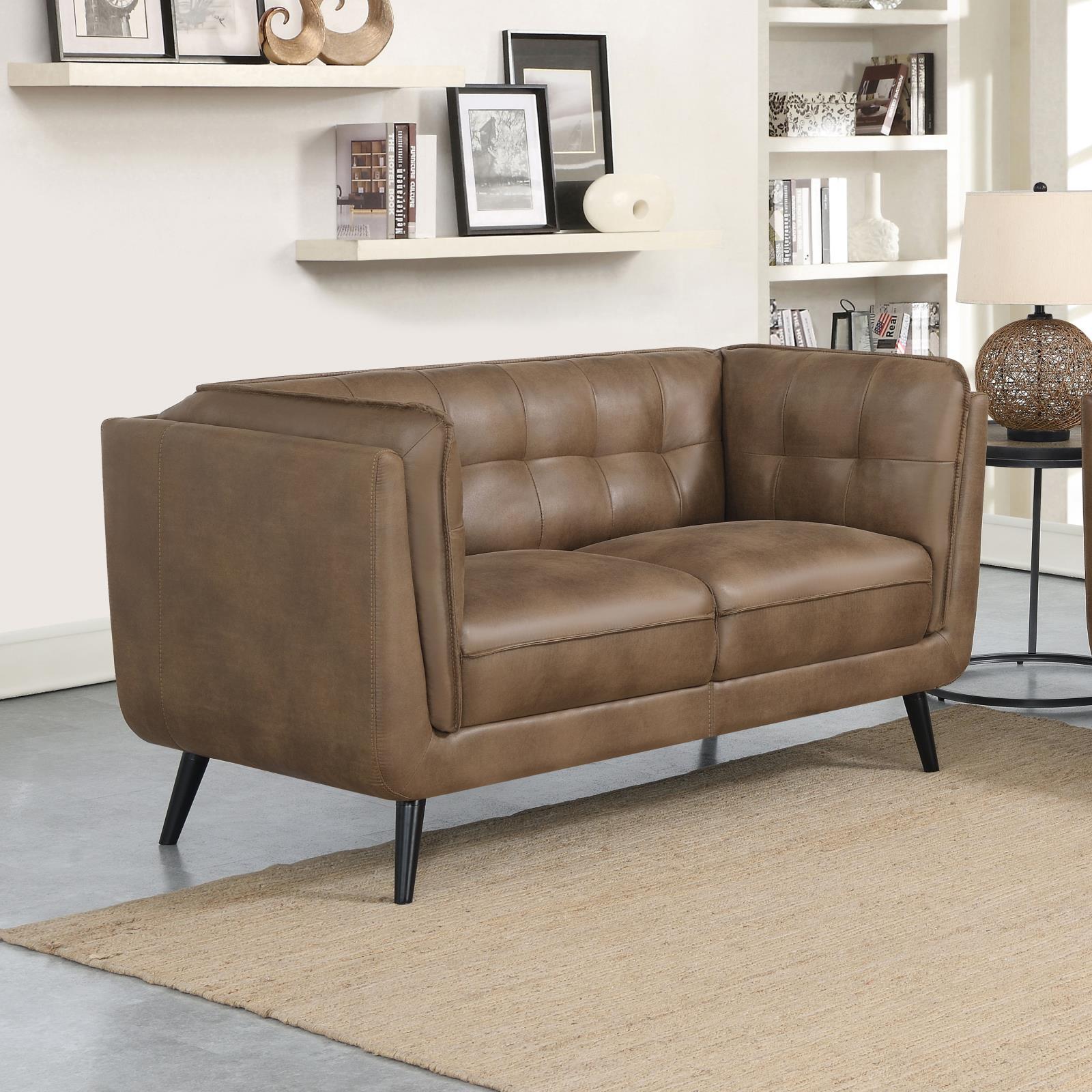Thatcher Leatherette Button Tufted Living Room Set