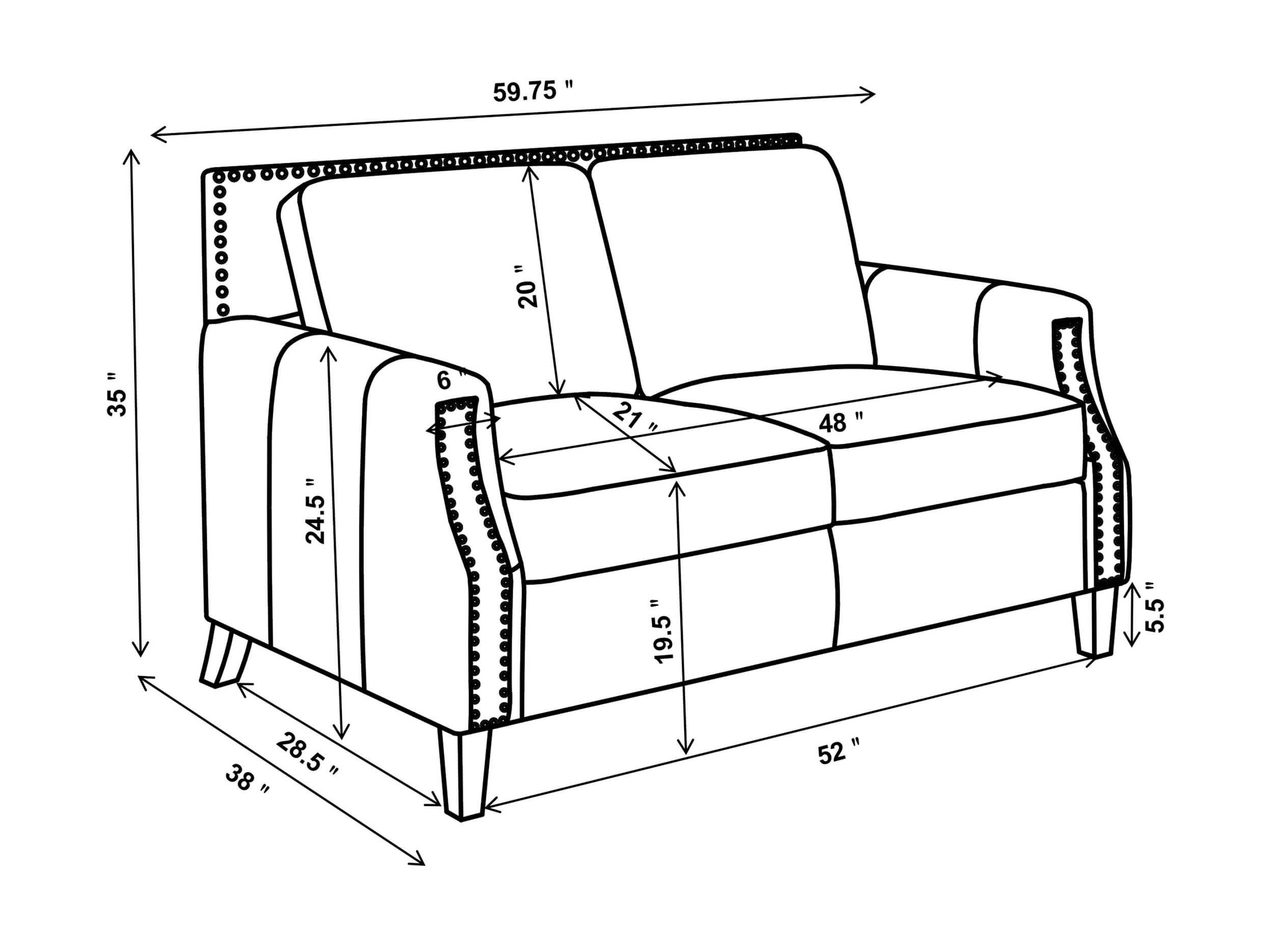 Leaton Recessed Arms Leather/Split Loveseat
