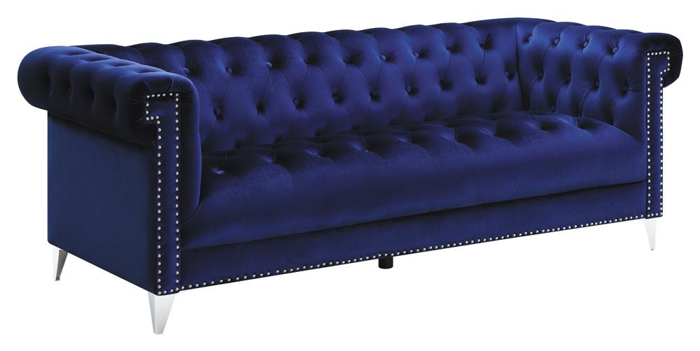 Bleker Tufted Velvet Tuxedo Arm Living Room Set