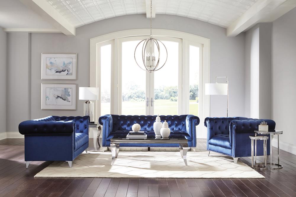 Bleker Tufted Velvet Tuxedo Arm Sofa