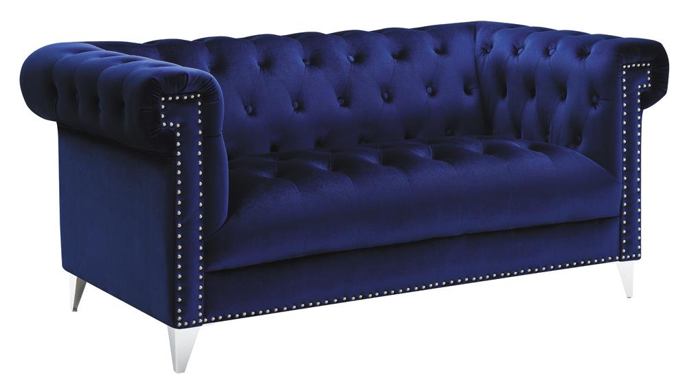 Bleker Tufted Velvet Tuxedo Arm Living Room Set