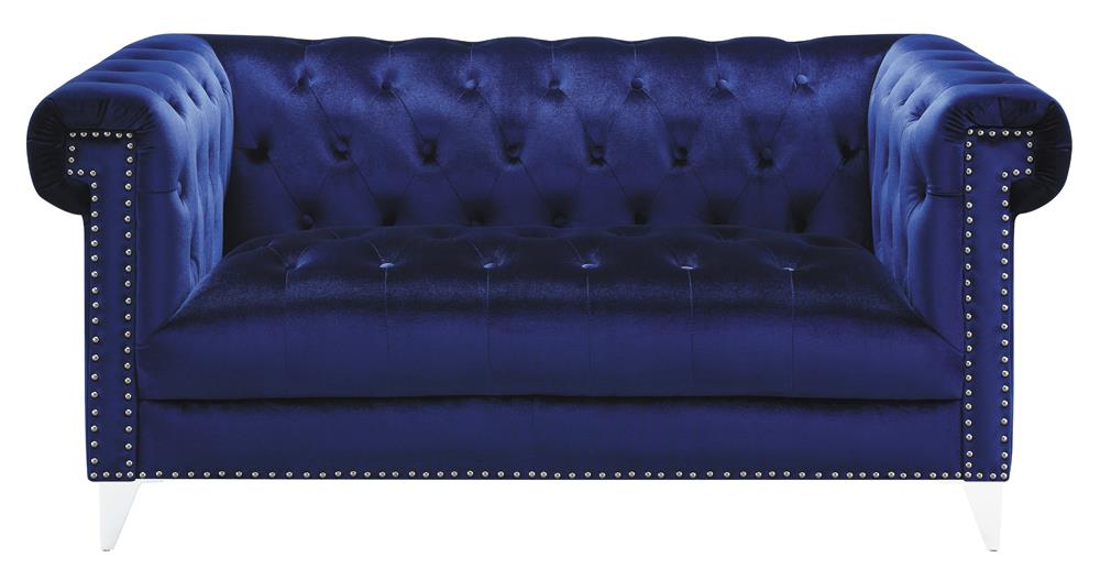 Bleker Tufted Velvet Tuxedo Arm Living Room Set