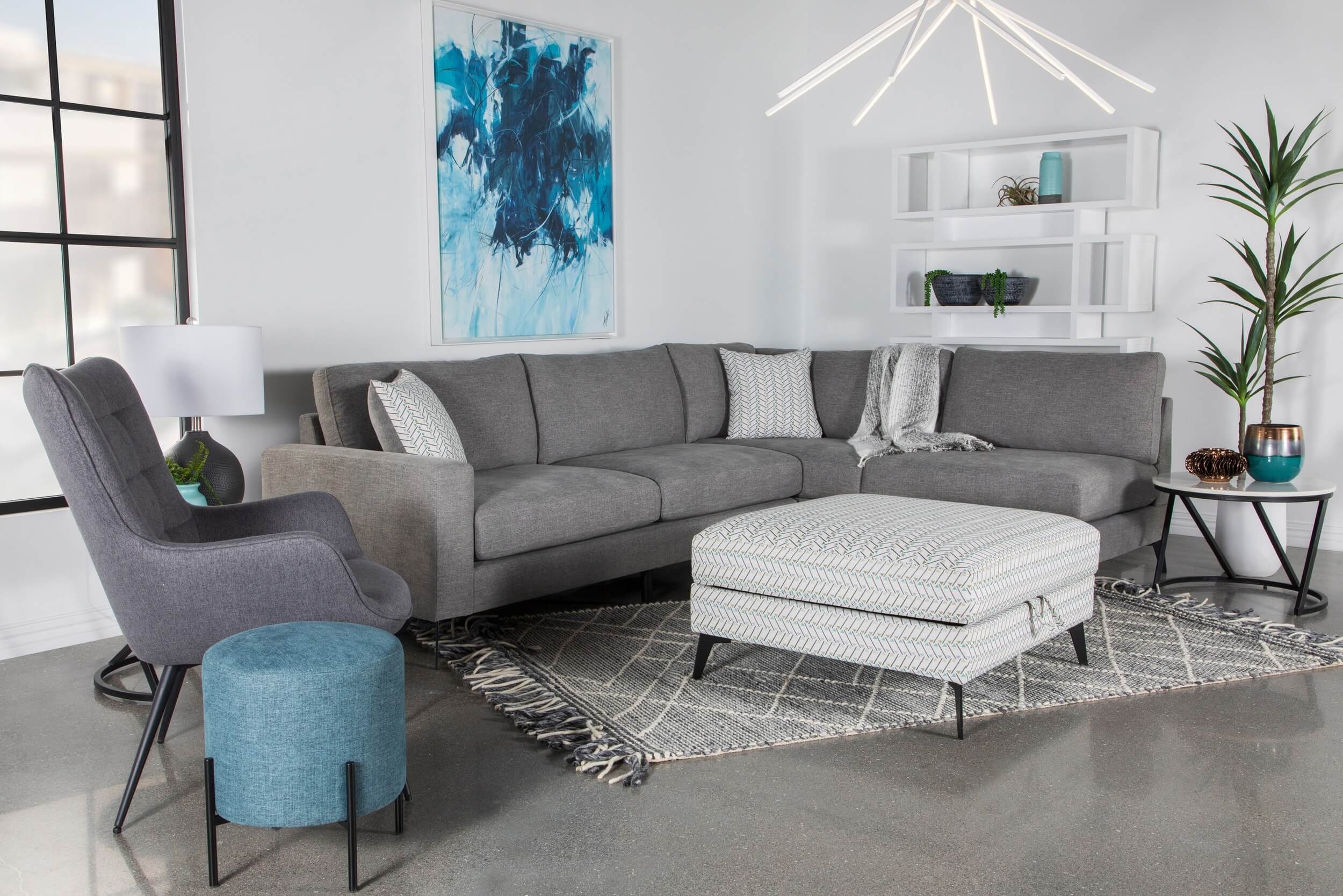 Clint Chenille L-Shape Sectional Sofa with Loose Back