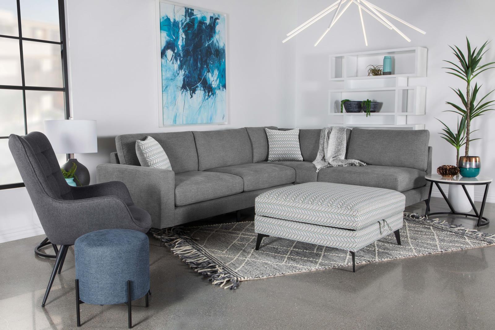 Clint Fabric Storage Ottoman with Tapered Legs