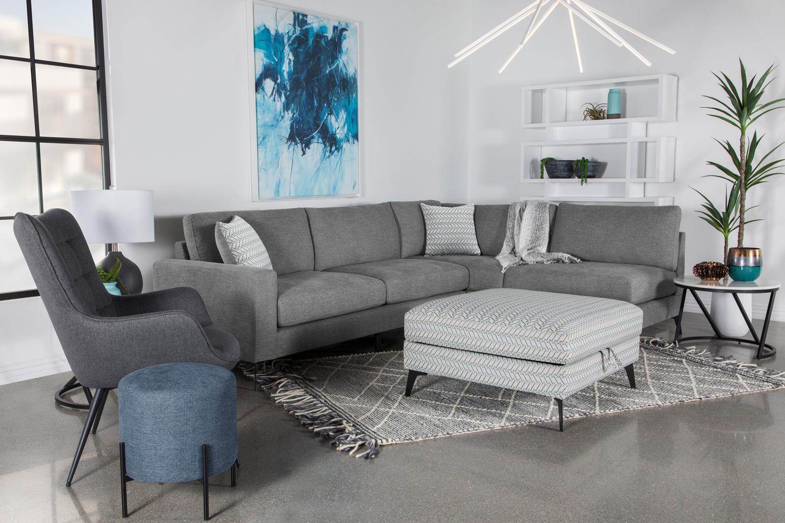 Clint Fabric Storage Ottoman with Tapered Legs