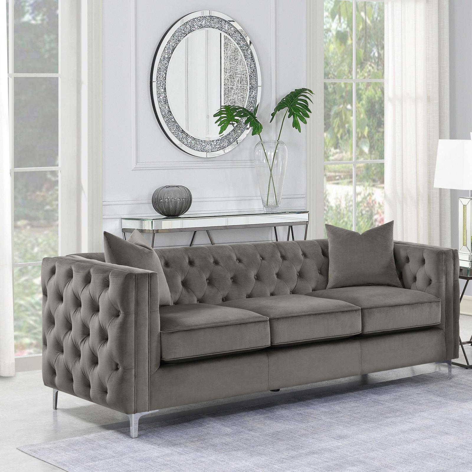 Phoebe Tufted Velvet Tuxedo Arms Sofa