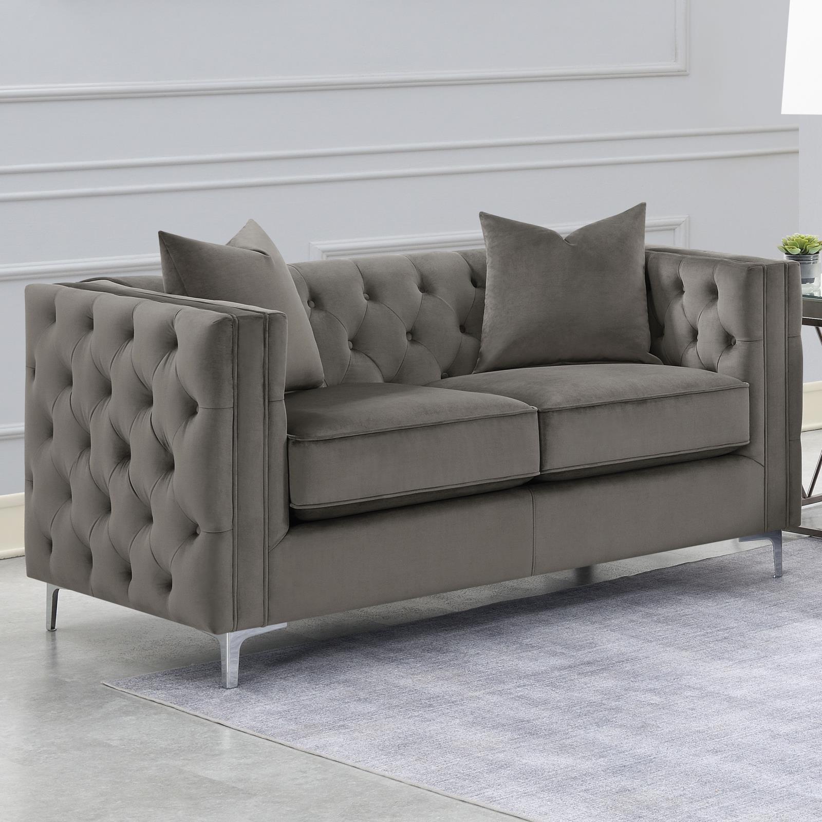 Phoebe Tufted Velvet Tuxedo Arms Living Room Set