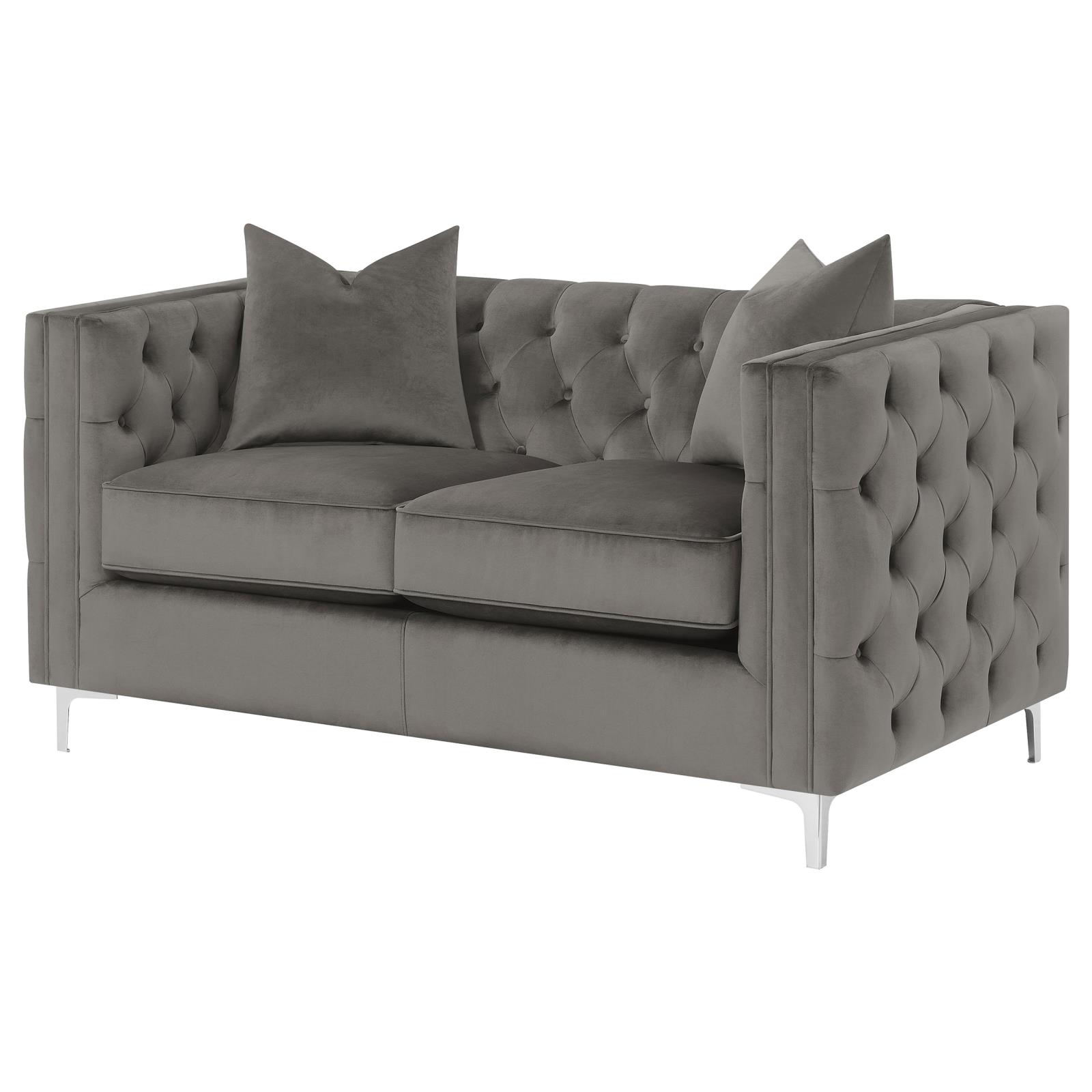 Phoebe Tufted Velvet Tuxedo Arms Loveseat