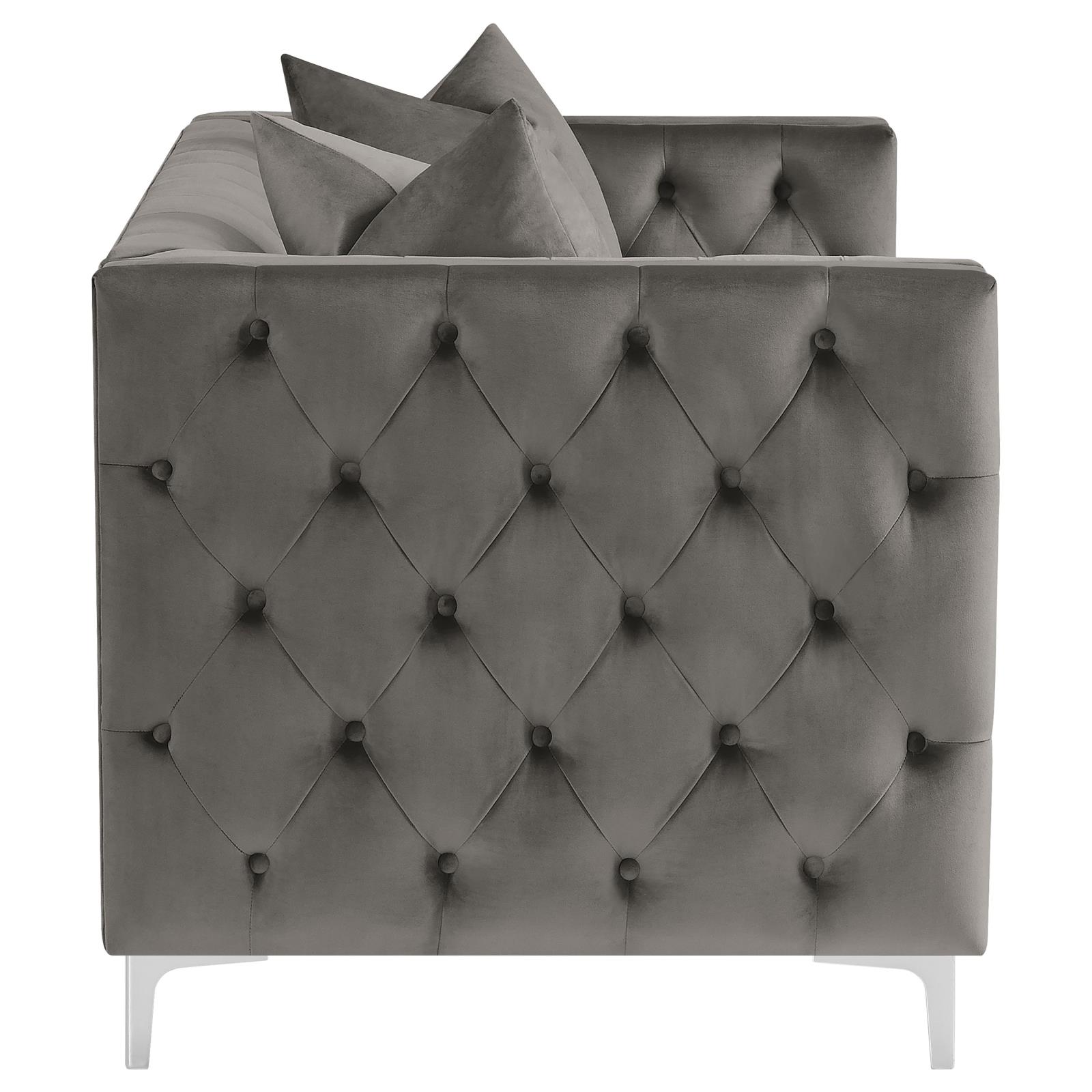 Phoebe Tufted Velvet Tuxedo Arms Loveseat