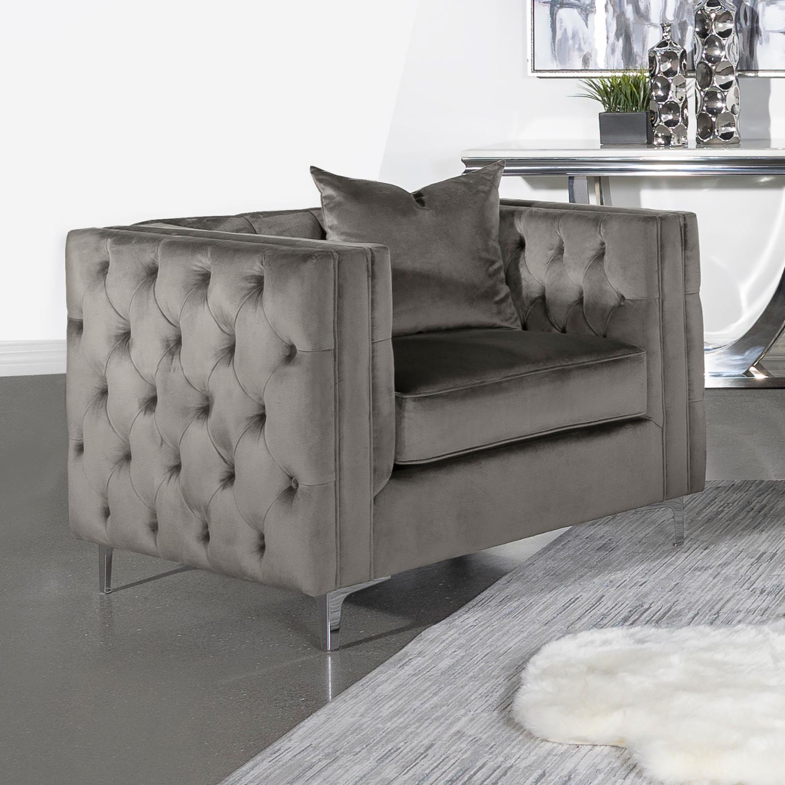 Phoebe Tufted Velvet Tuxedo Arms Living Room Set