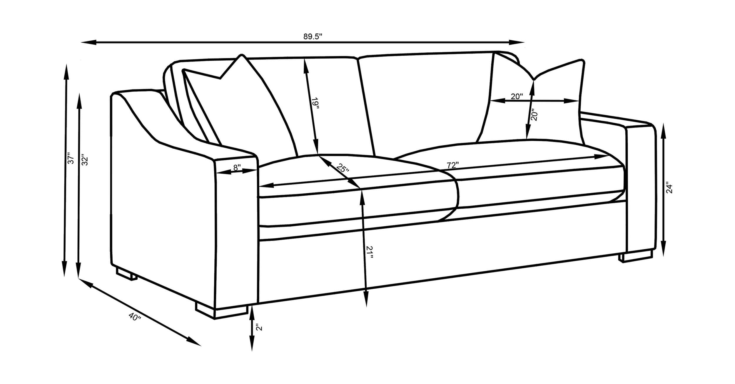 Ashlyn Polyester Fabric Sloped Arms Sofa