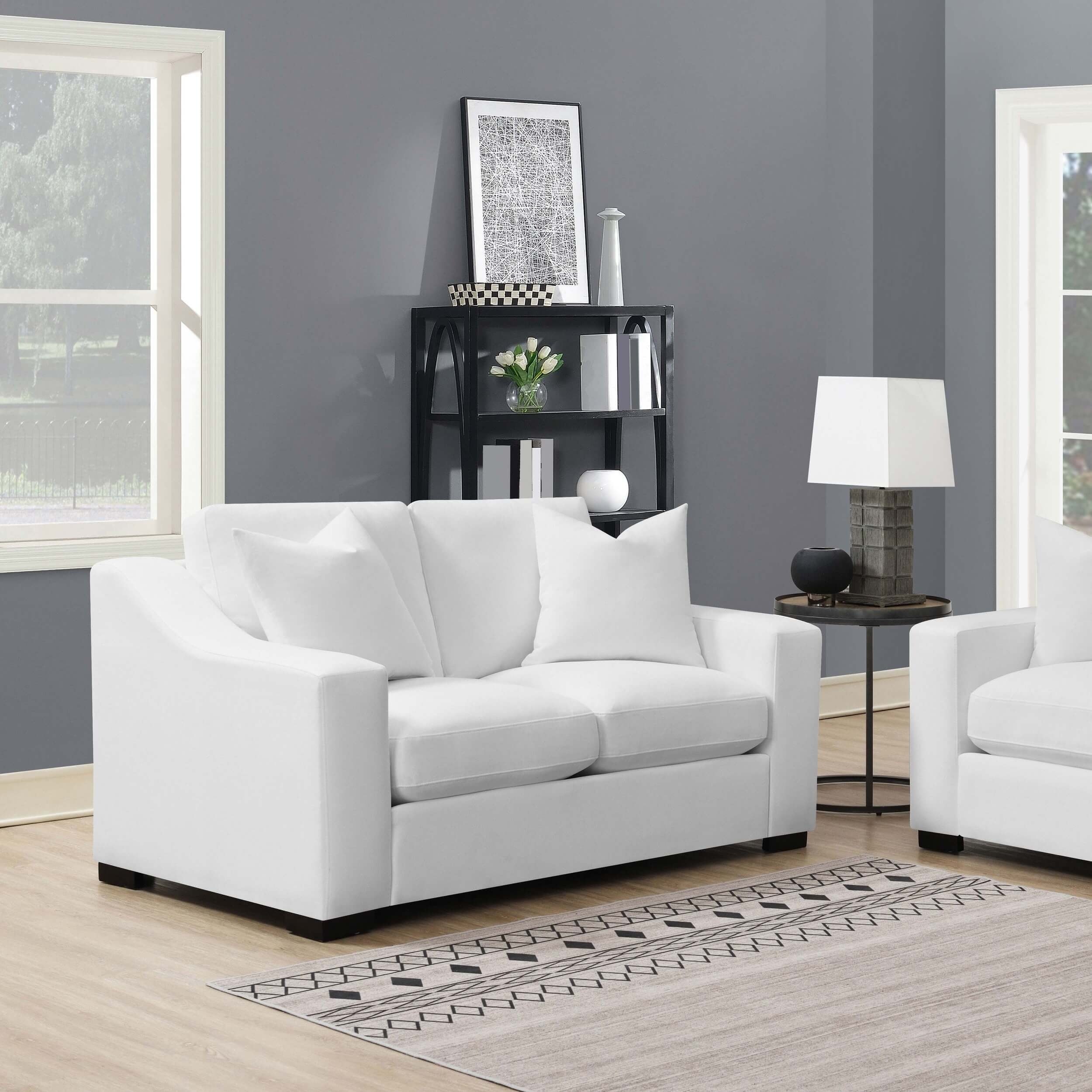 Ashlyn Polyester Fabric Sloped Arms Loveseat