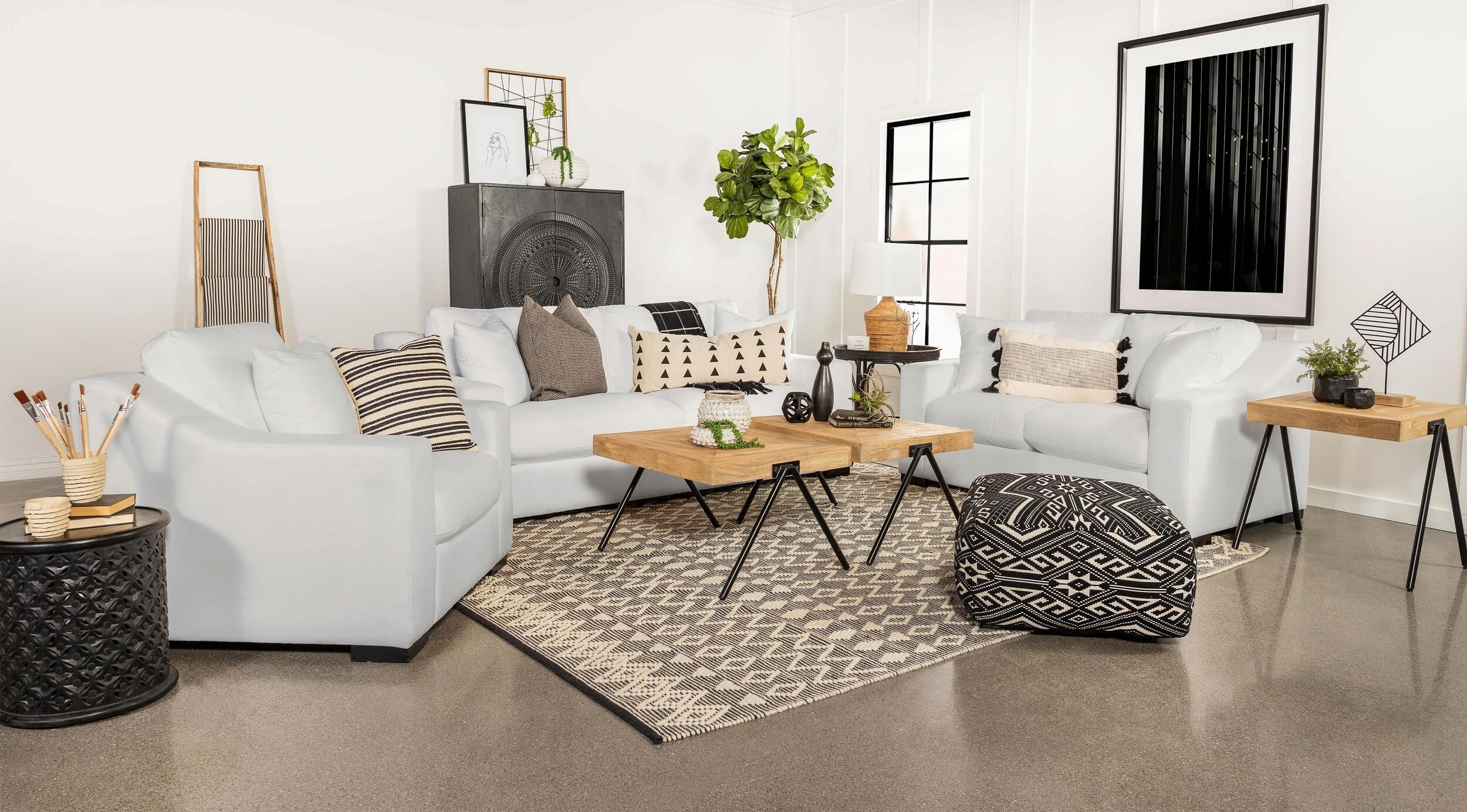 Ashlyn Fabric Sloped Arms Living Room Set