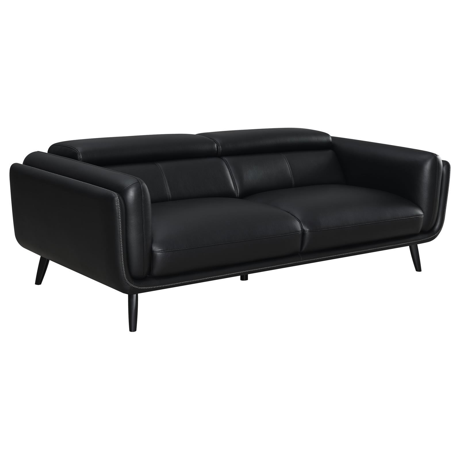 Shania Track Arms Leatherette Living Room Set w/Tapered Legs