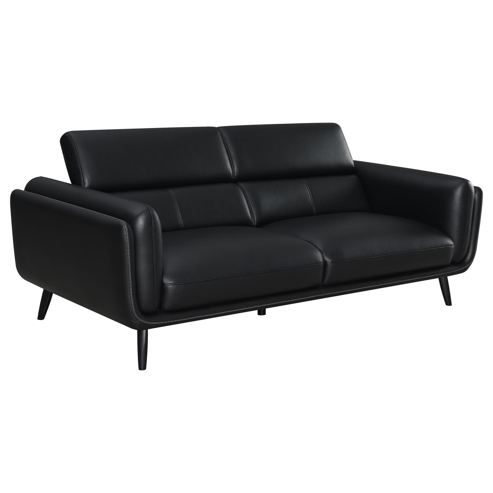 Shania Track Arms Leatherette Sofa with Tapered Legs