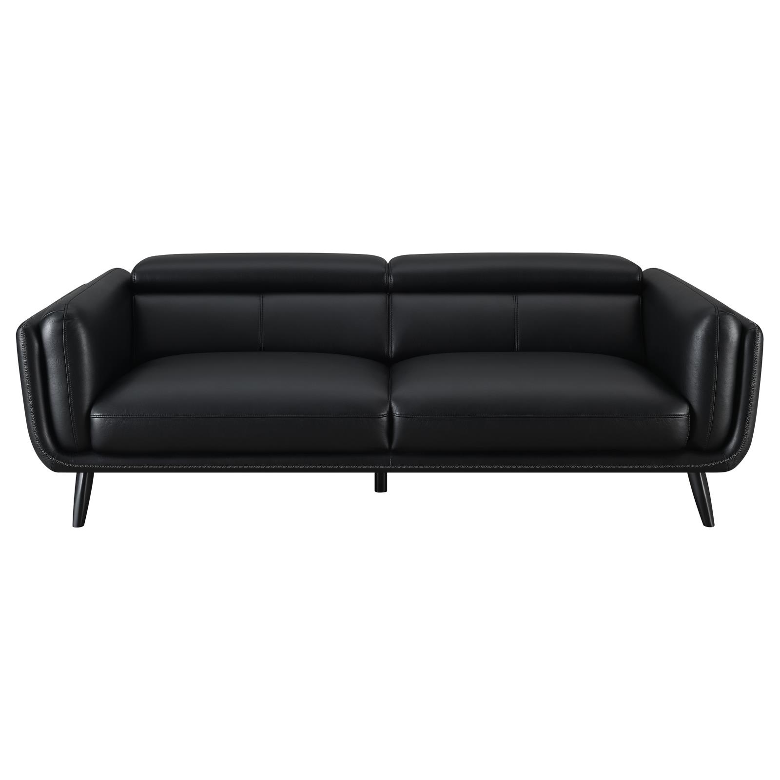 Shania Track Arms Leatherette Living Room Set w/Tapered Legs