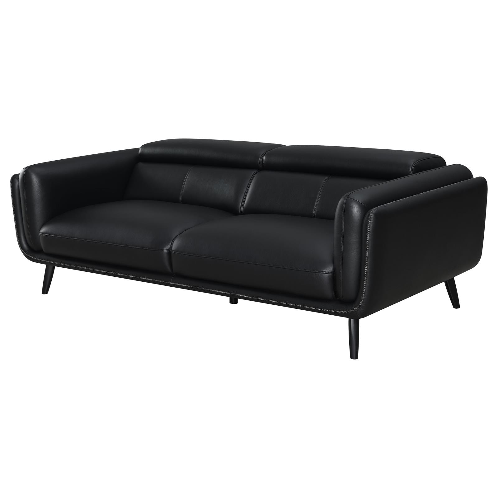 Shania Track Arms Leatherette Sofa with Tapered Legs