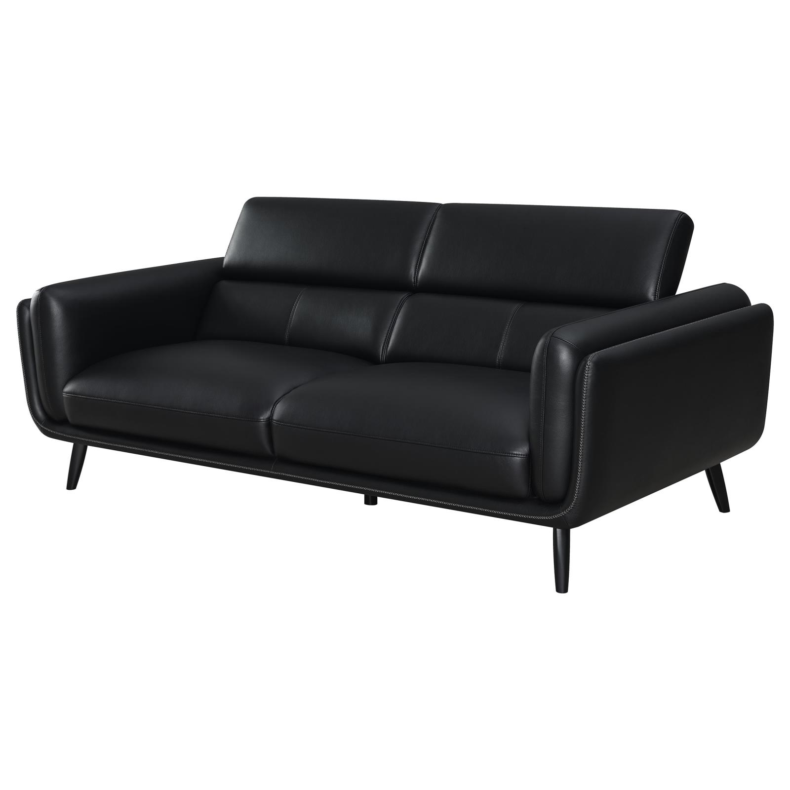 Shania Track Arms Leatherette Sofa with Tapered Legs