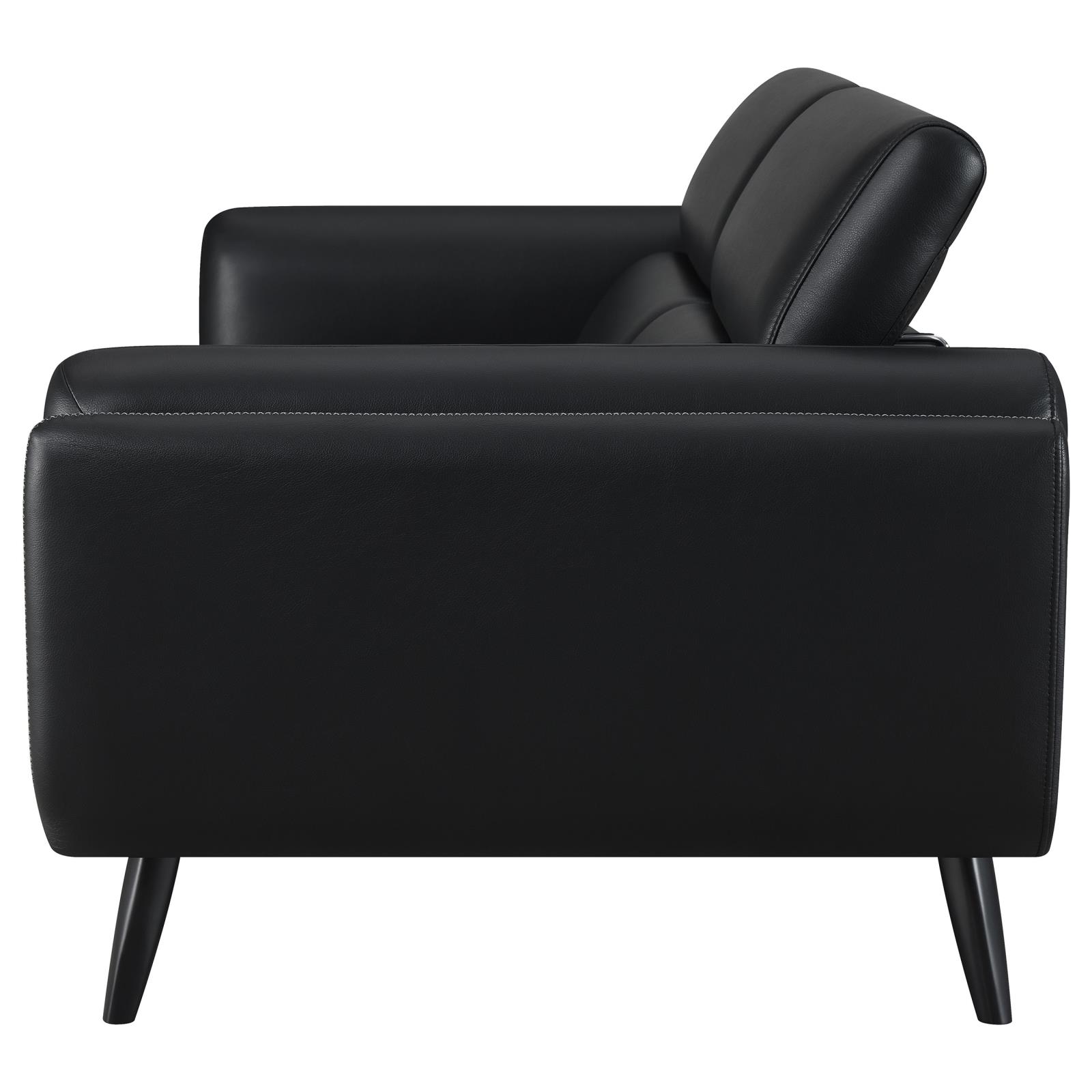 Shania Track Arms Leatherette Sofa with Tapered Legs