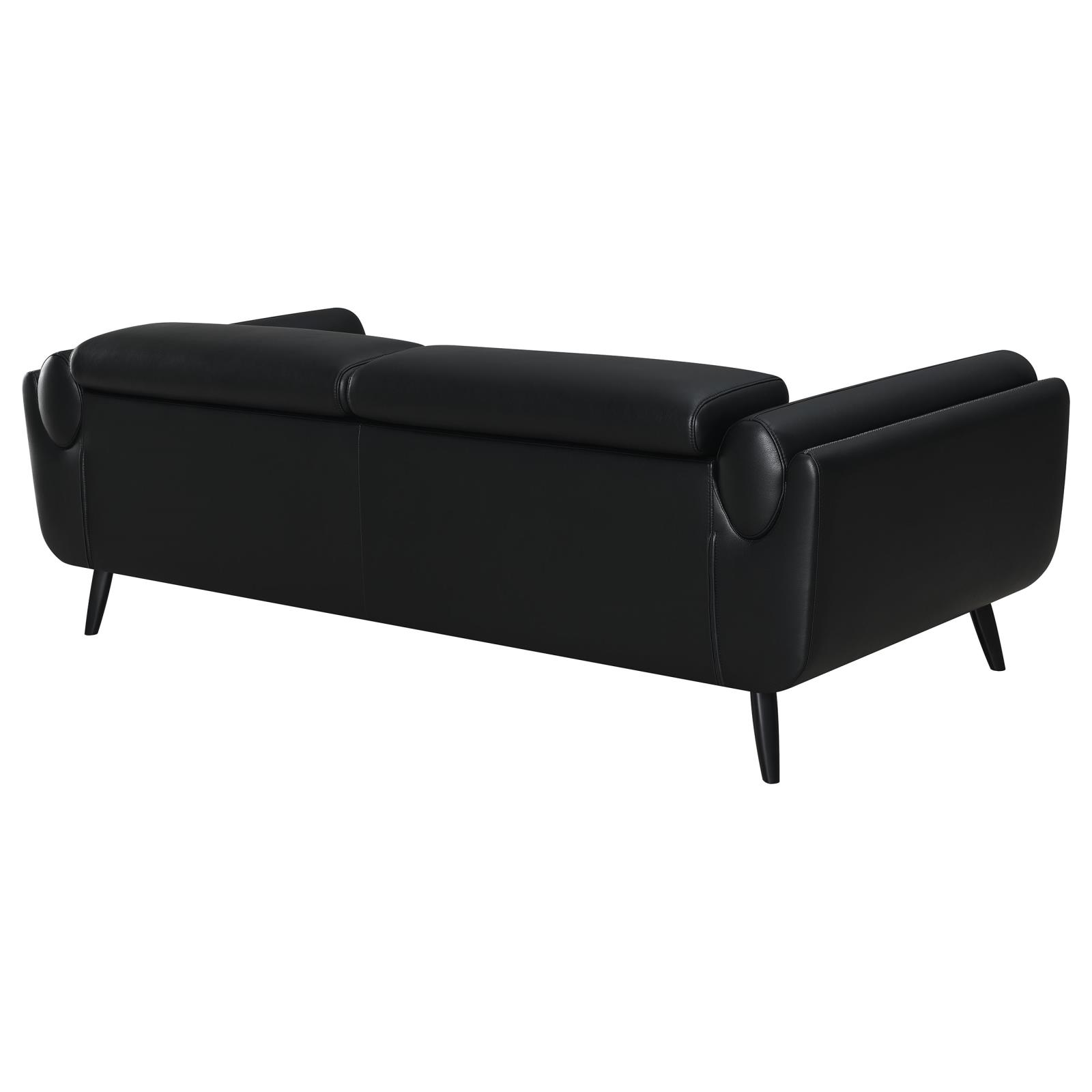 Shania Track Arms Leatherette Sofa with Tapered Legs