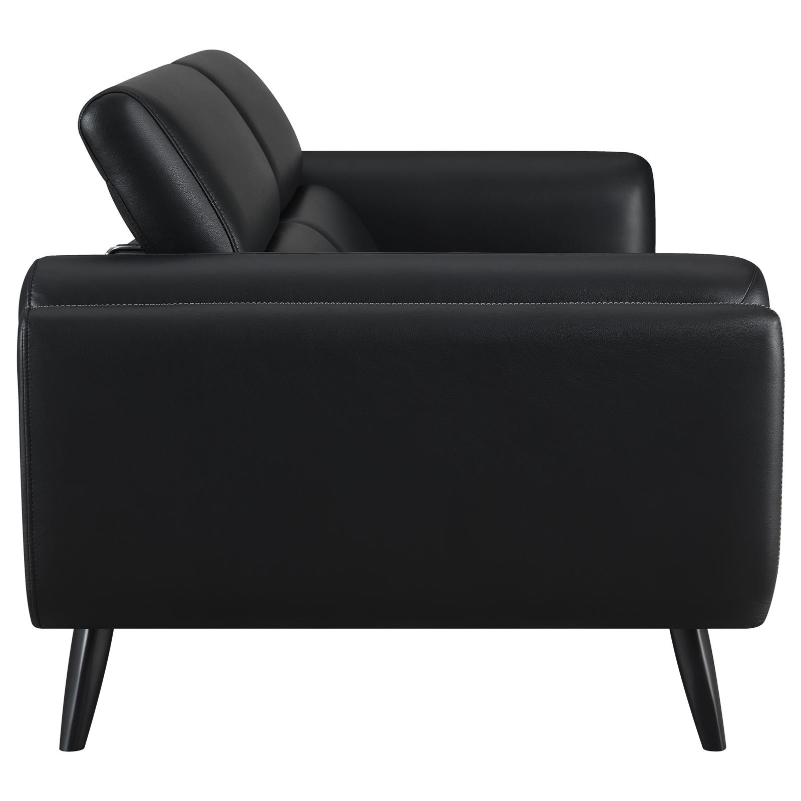 Shania Track Arms Leatherette Sofa with Tapered Legs