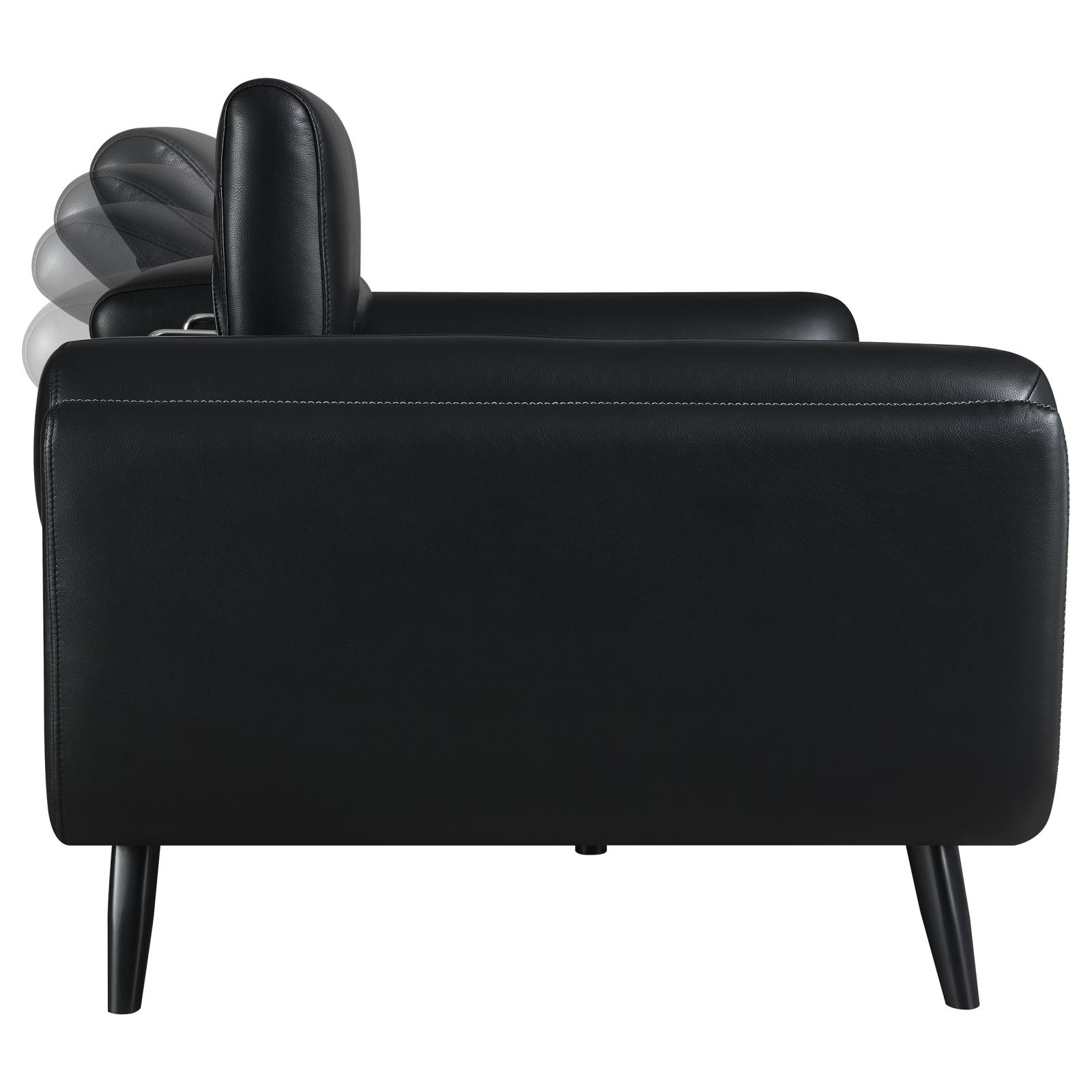 Shania Track Arms Leatherette Living Room Set w/Tapered Legs