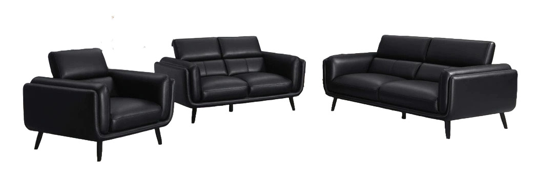 Shania Track Arms Leatherette Living Room Set w/Tapered Legs