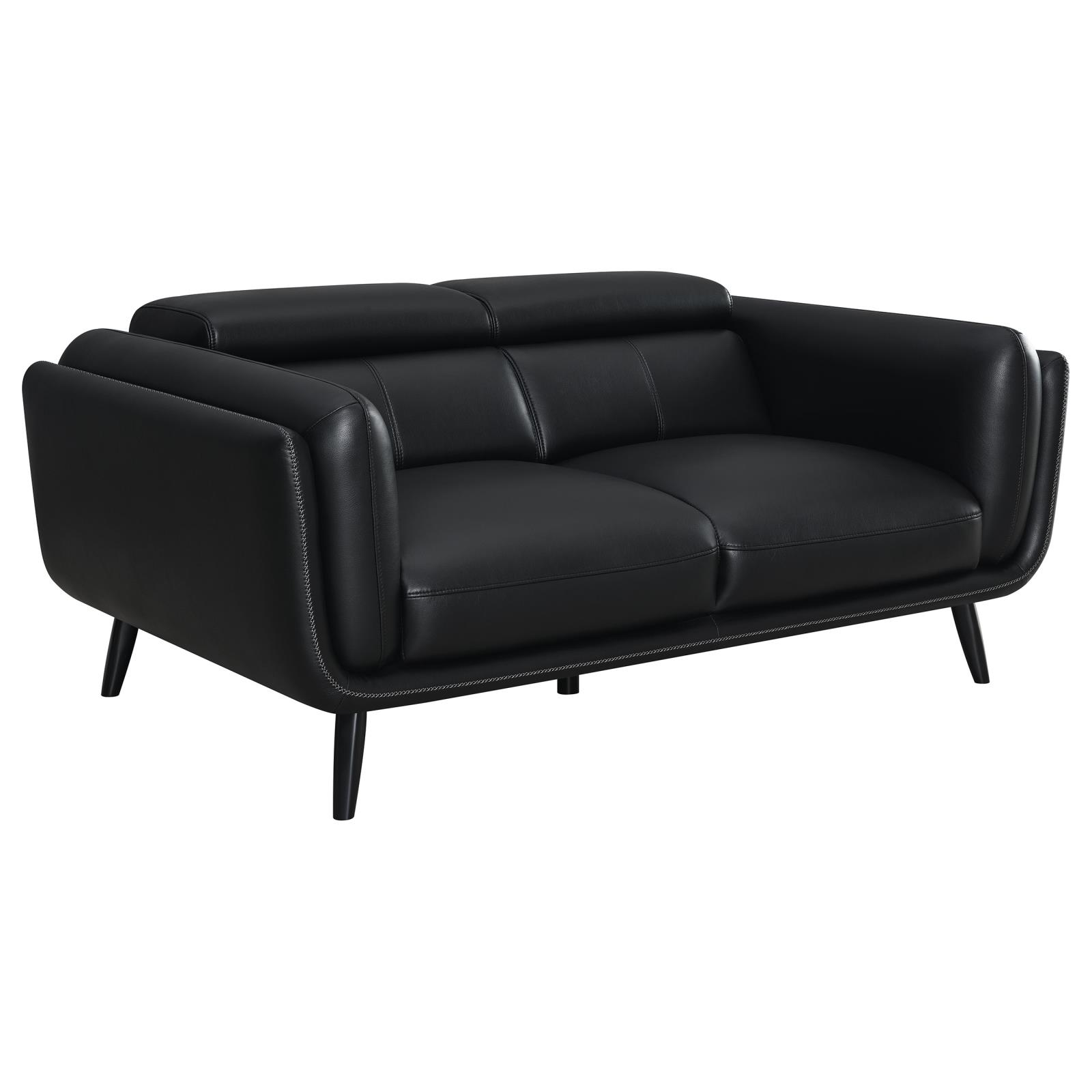Shania Track Arms Leatherette Living Room Set w/Tapered Legs