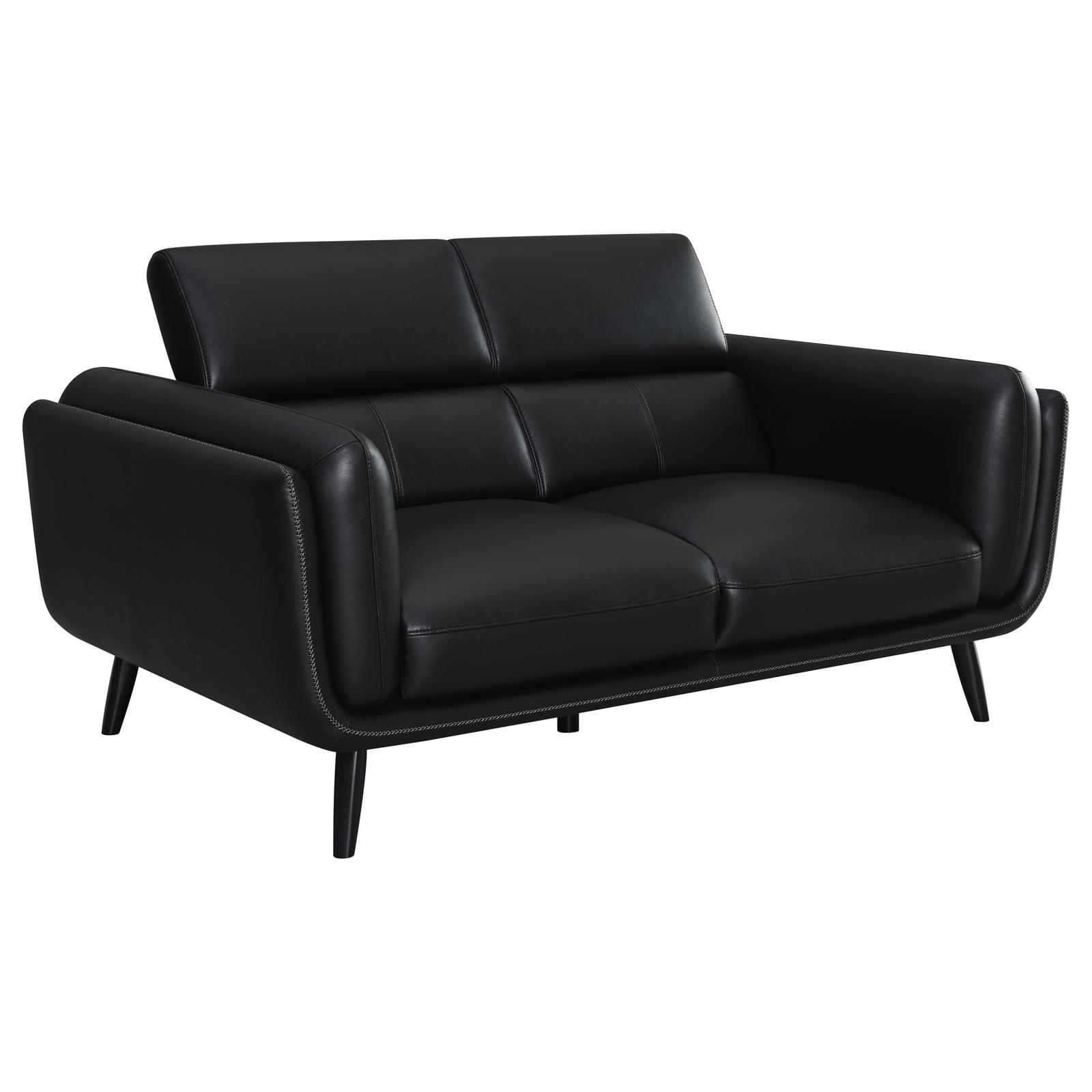 Shania Track Arms Leatherette Living Room Set w/Tapered Legs