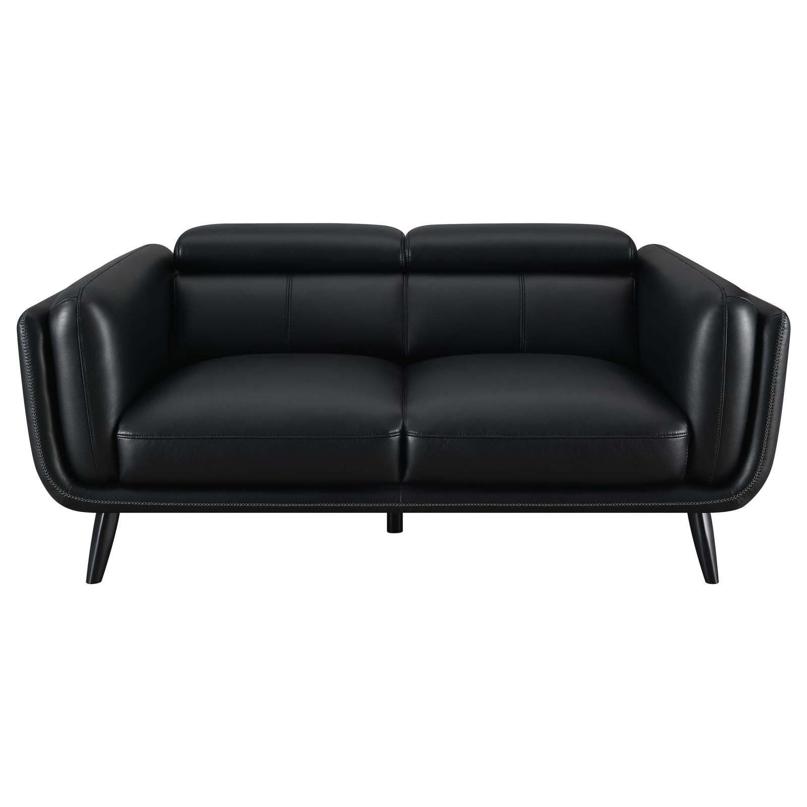 Shania Track Arms Leatherette Living Room Set w/Tapered Legs