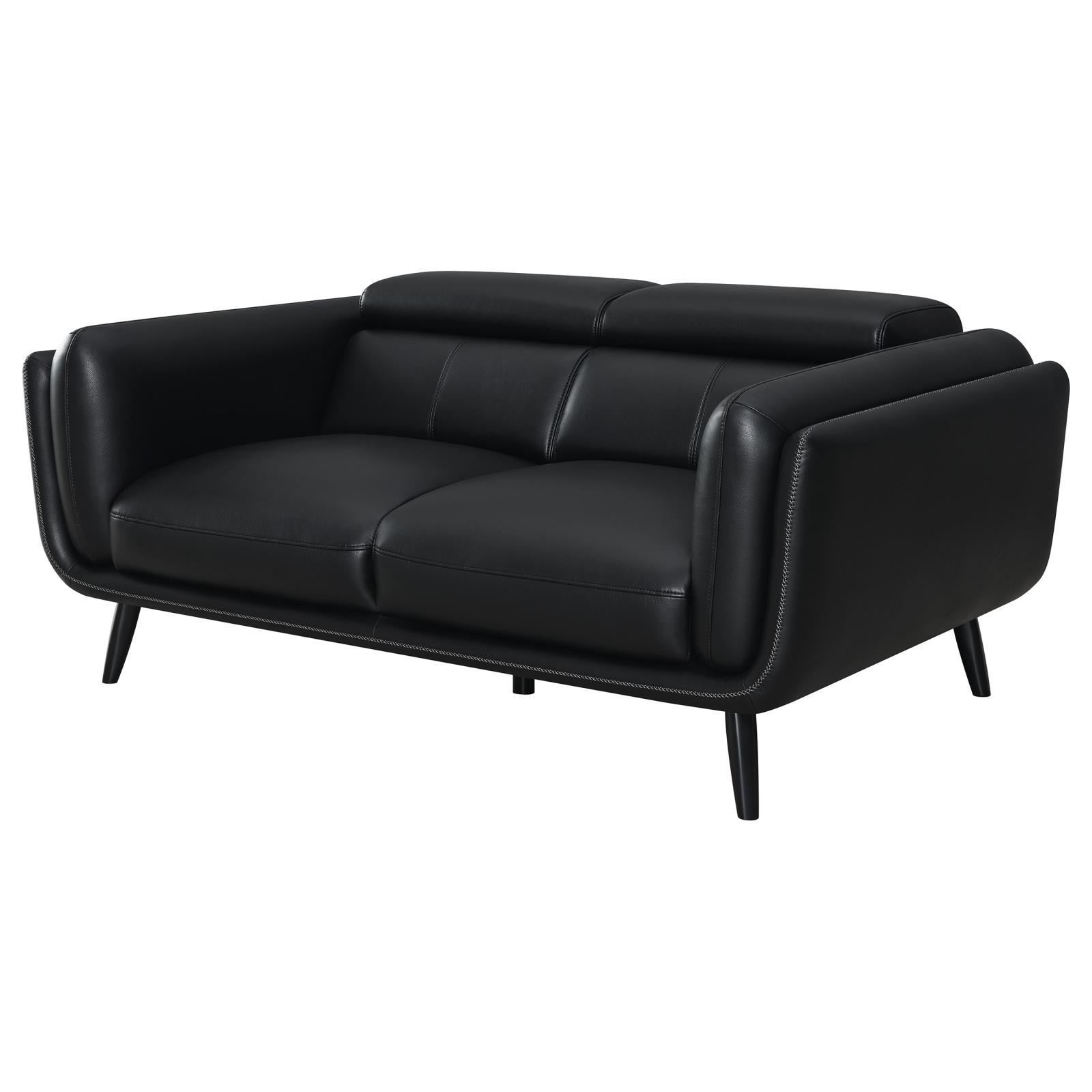 Shania Track Arms Leatherette Living Room Set w/Tapered Legs