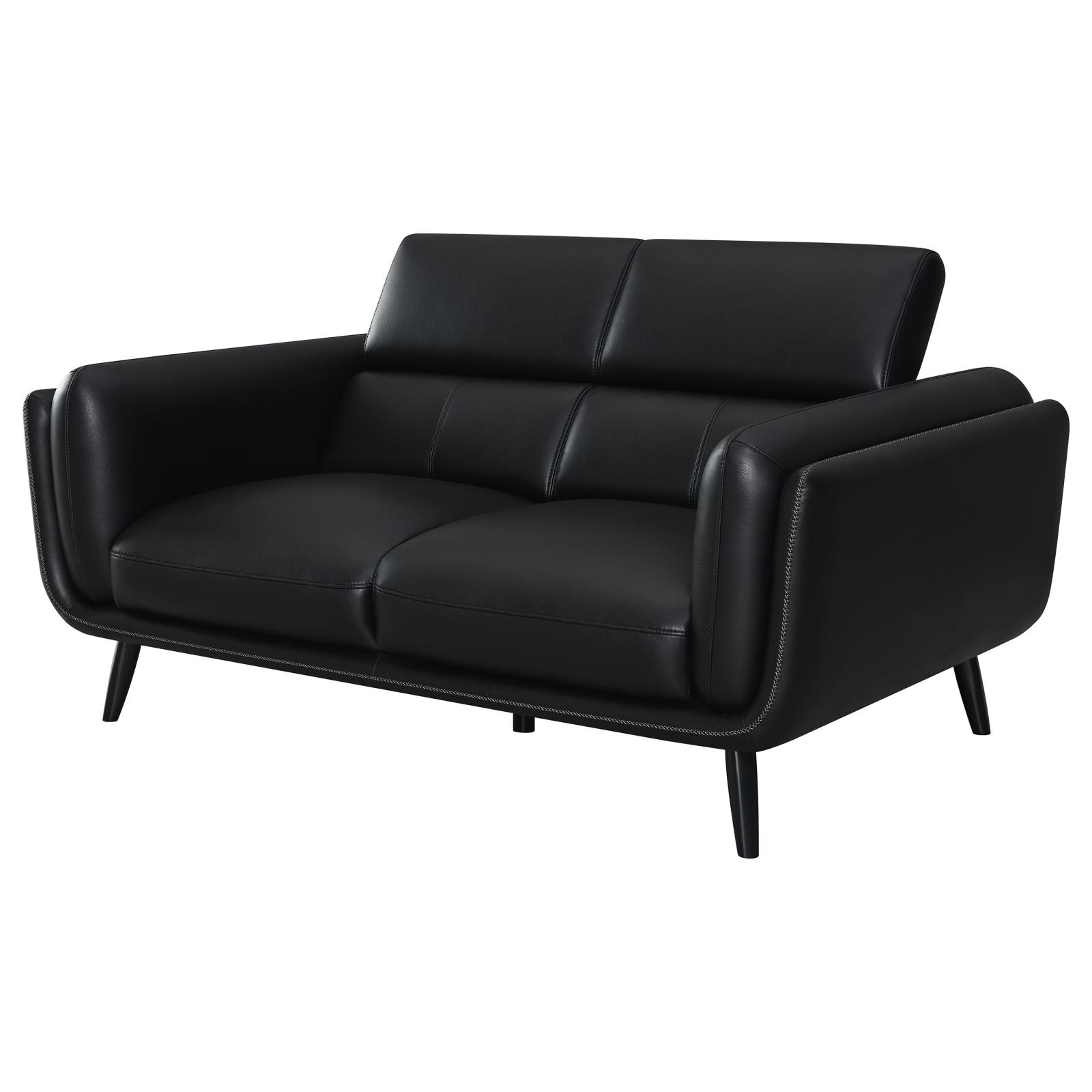 Shania Track Arms Leatherette Living Room Set w/Tapered Legs