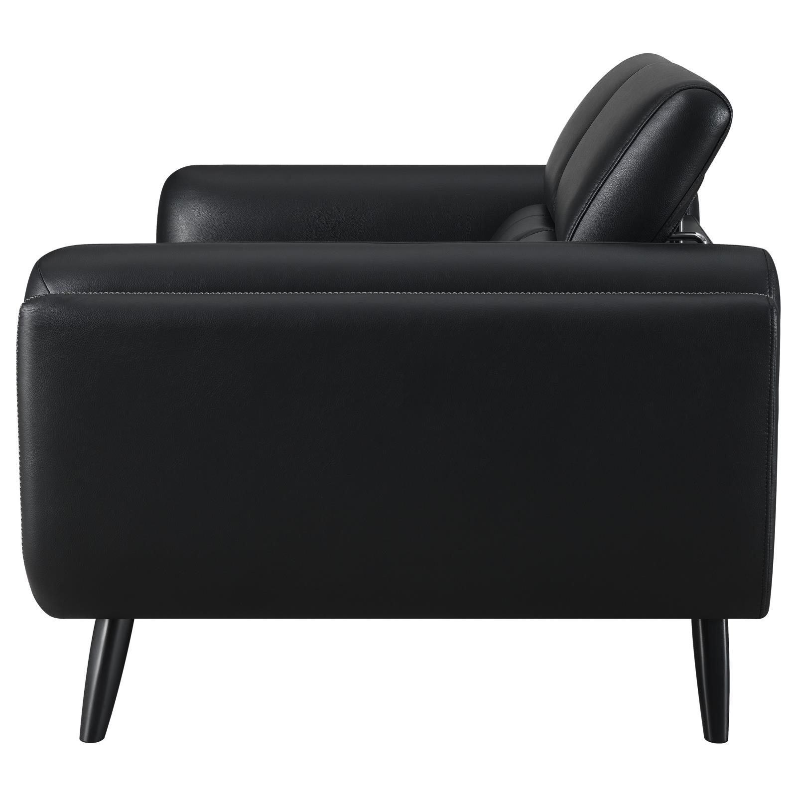 Shania Track Arms Leatherette Loveseat with Tapered Legs