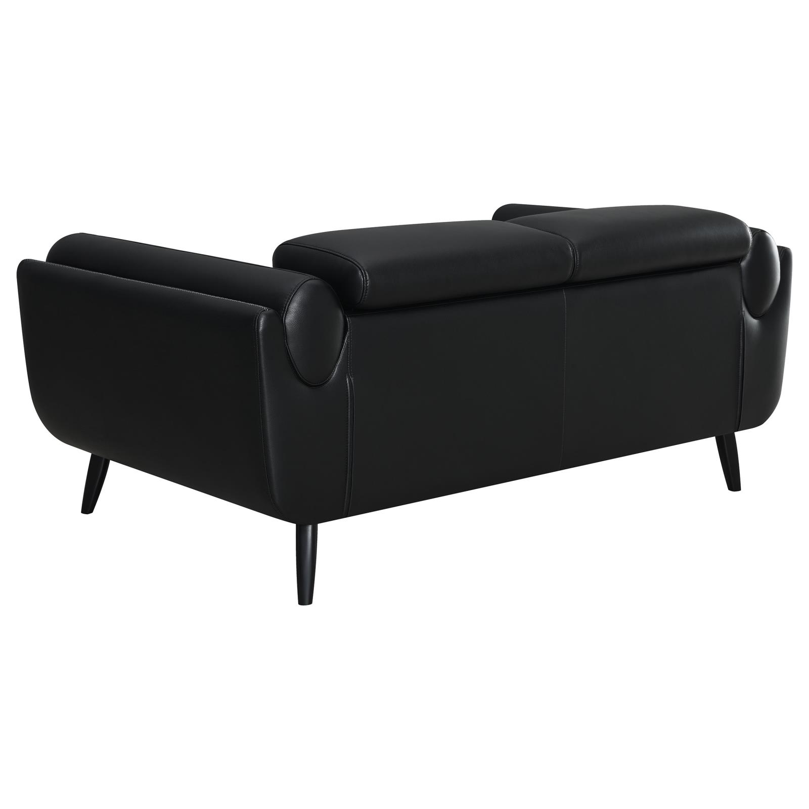 Shania Track Arms Leatherette Loveseat with Tapered Legs