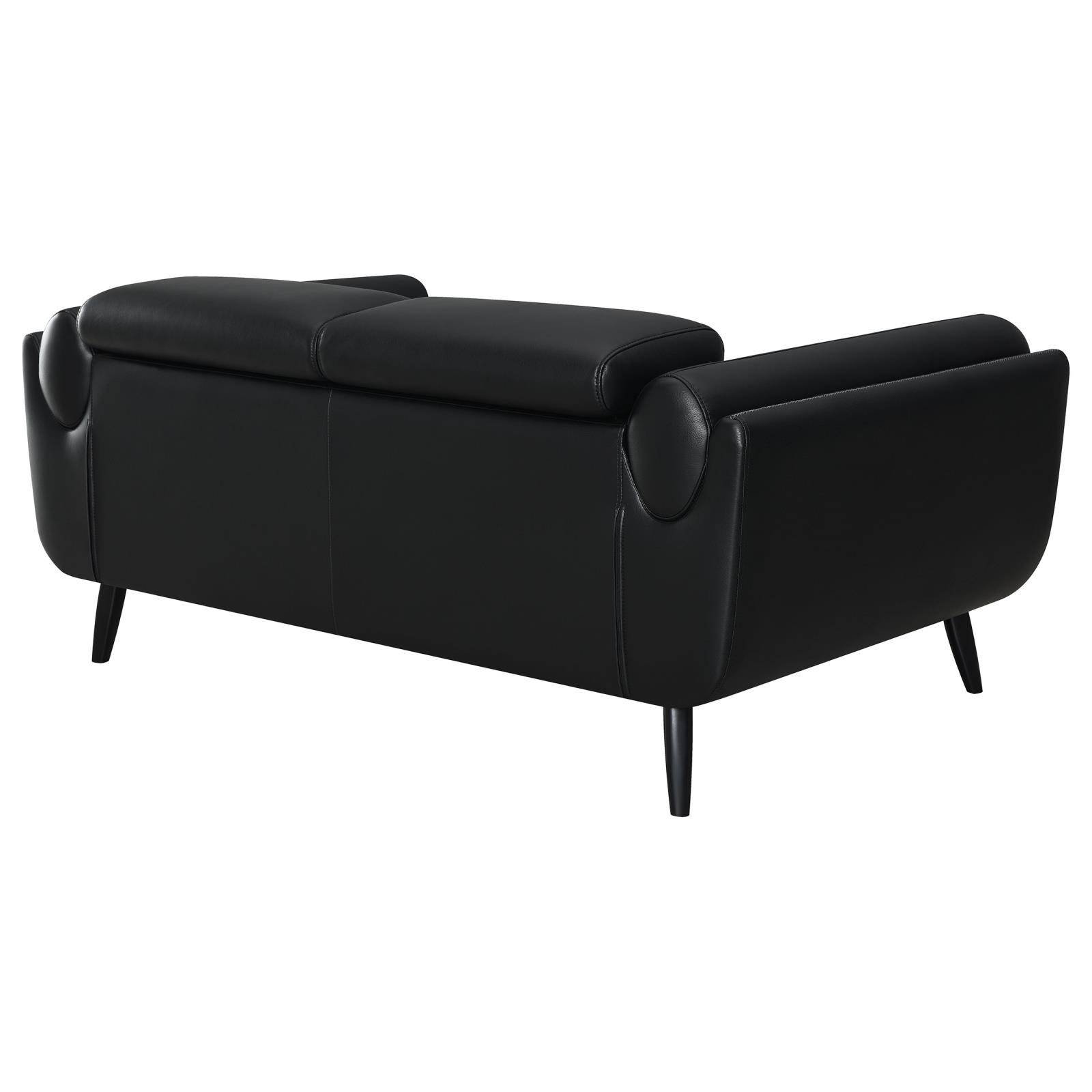 Shania Track Arms Leatherette Living Room Set w/Tapered Legs