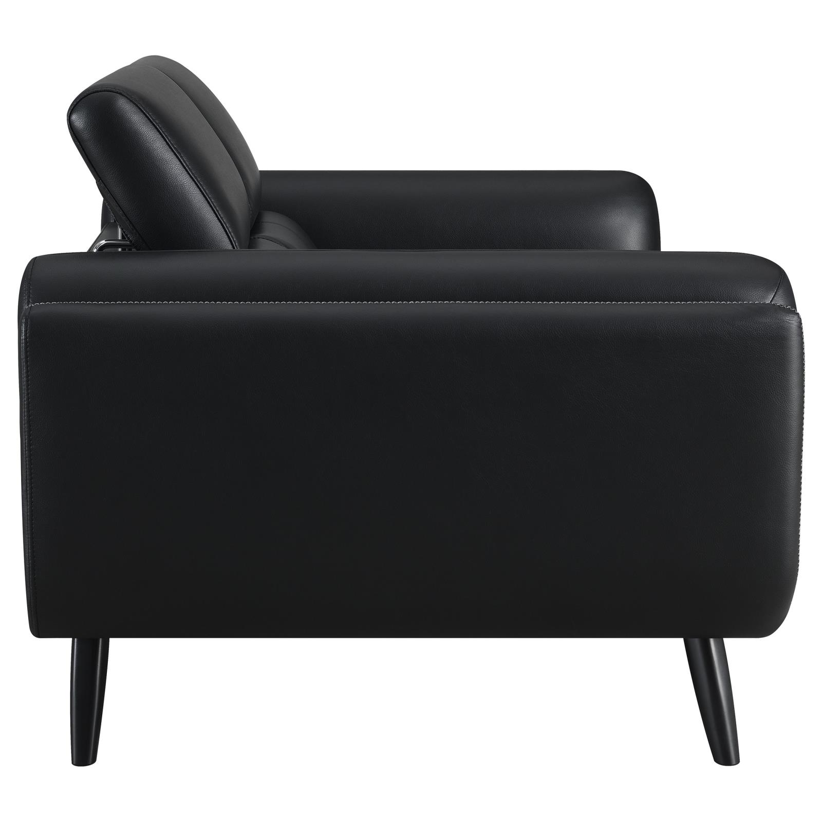 Shania Track Arms Leatherette Loveseat with Tapered Legs