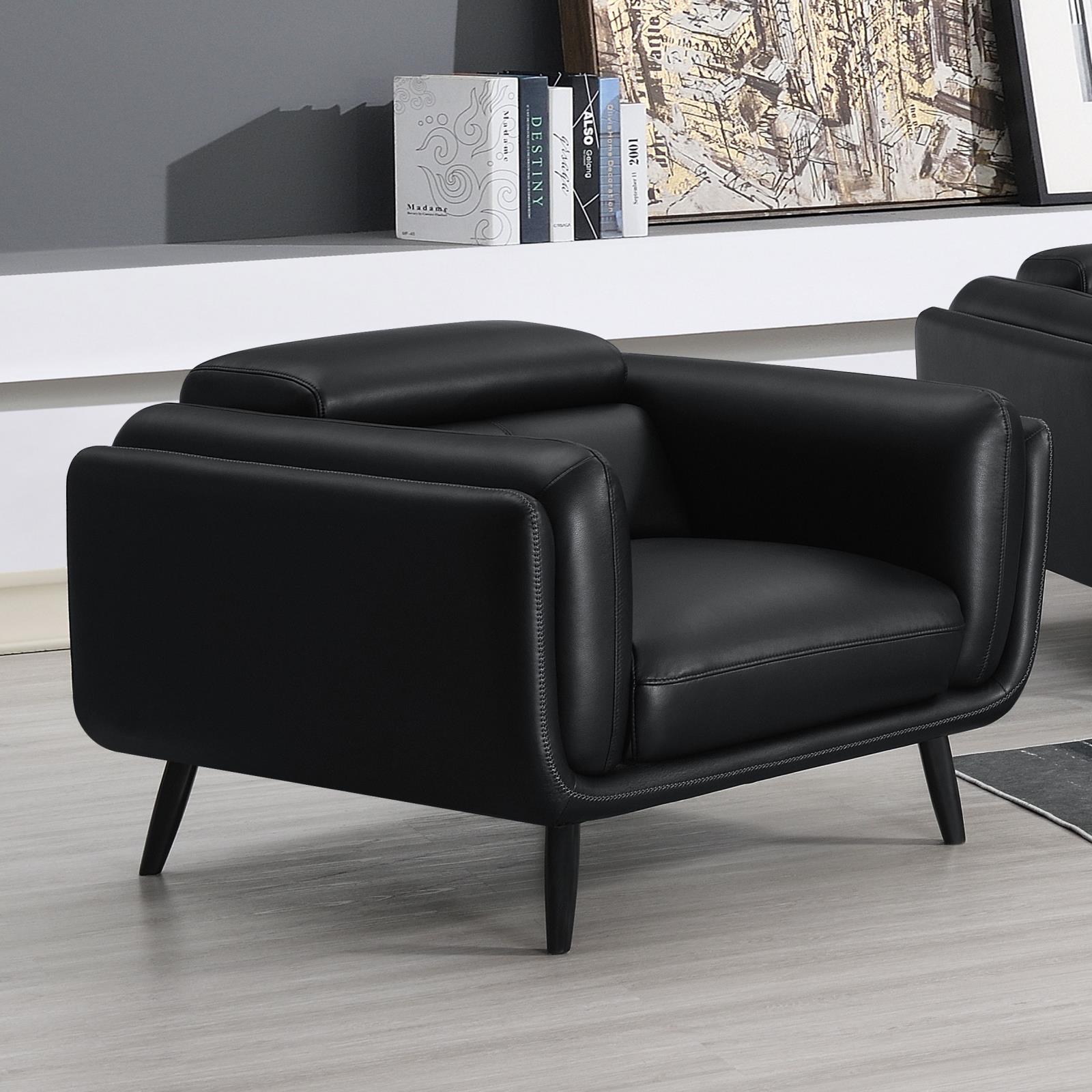 Shania Track Arms Leatherette Chair with Tapered Legs