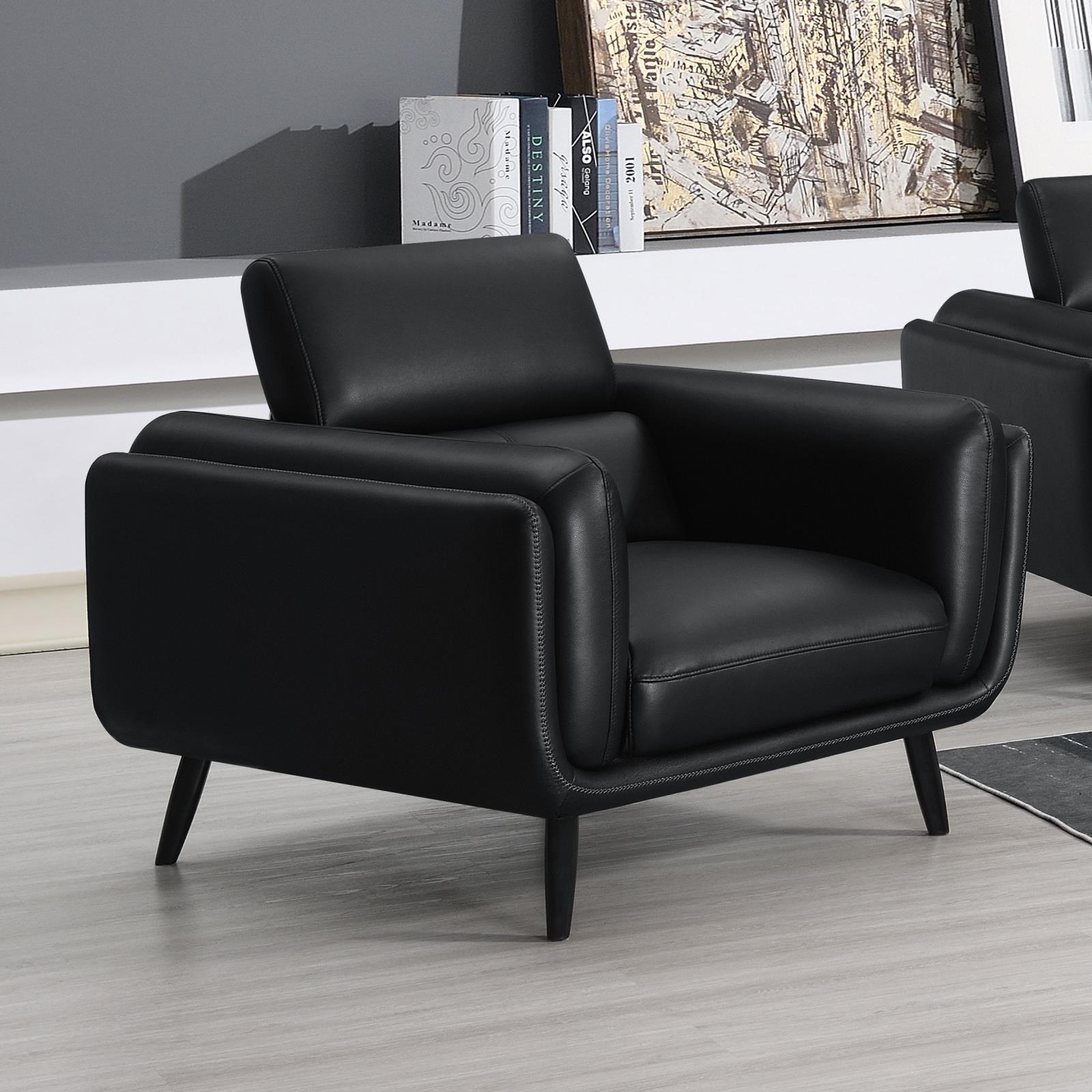 Shania Track Arms Leatherette Living Room Set w/Tapered Legs