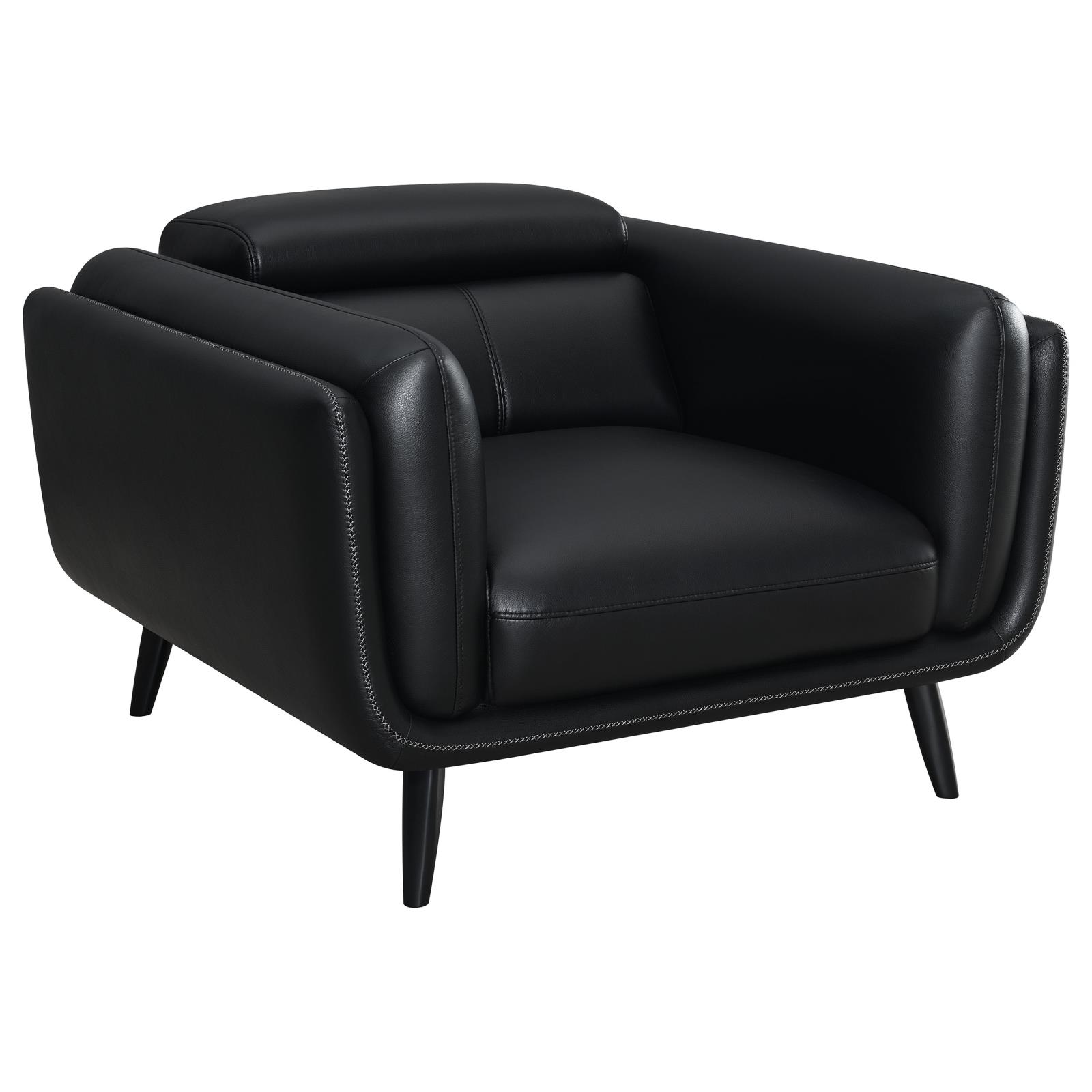 Shania Track Arms Leatherette Living Room Set w/Tapered Legs