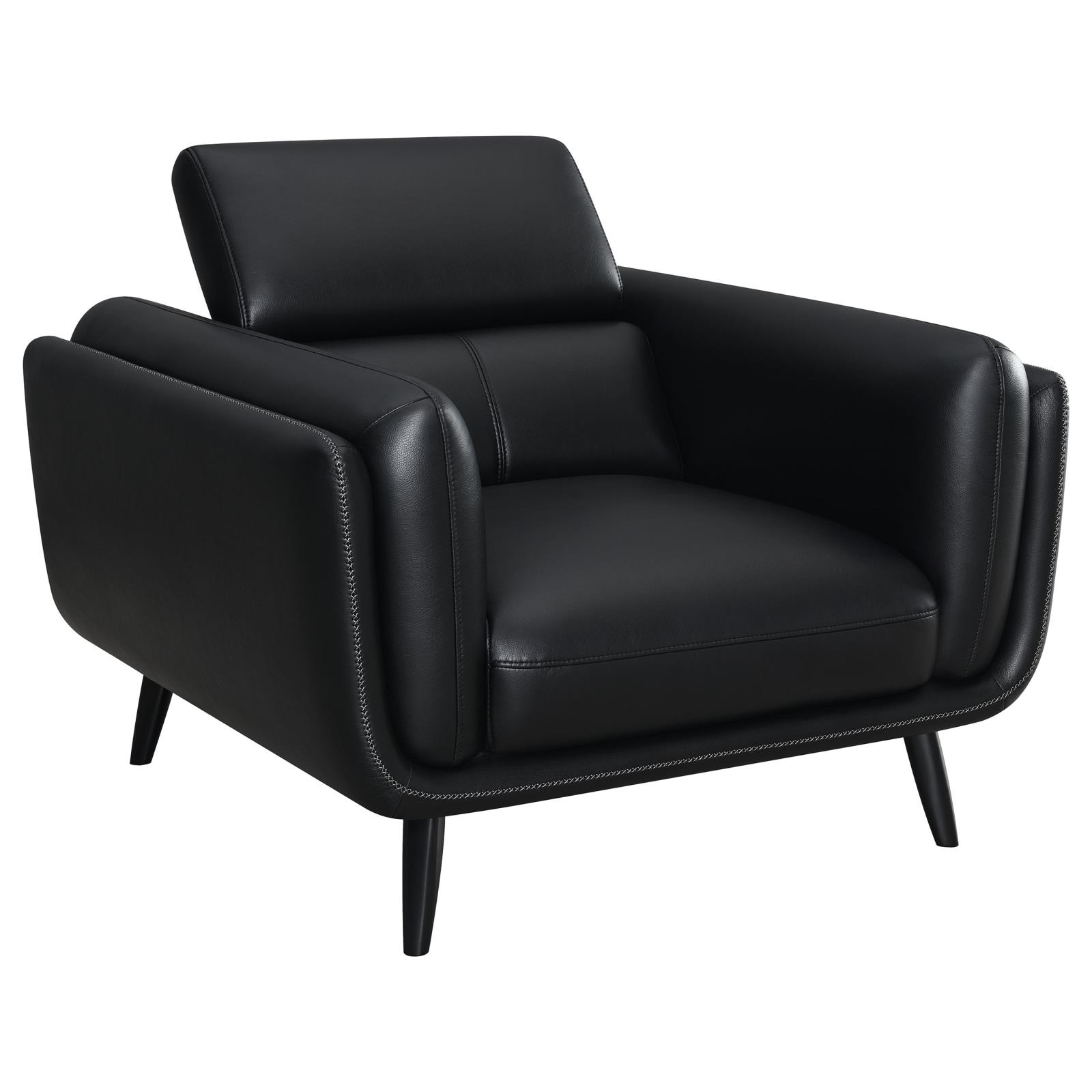 Shania Track Arms Leatherette Living Room Set w/Tapered Legs
