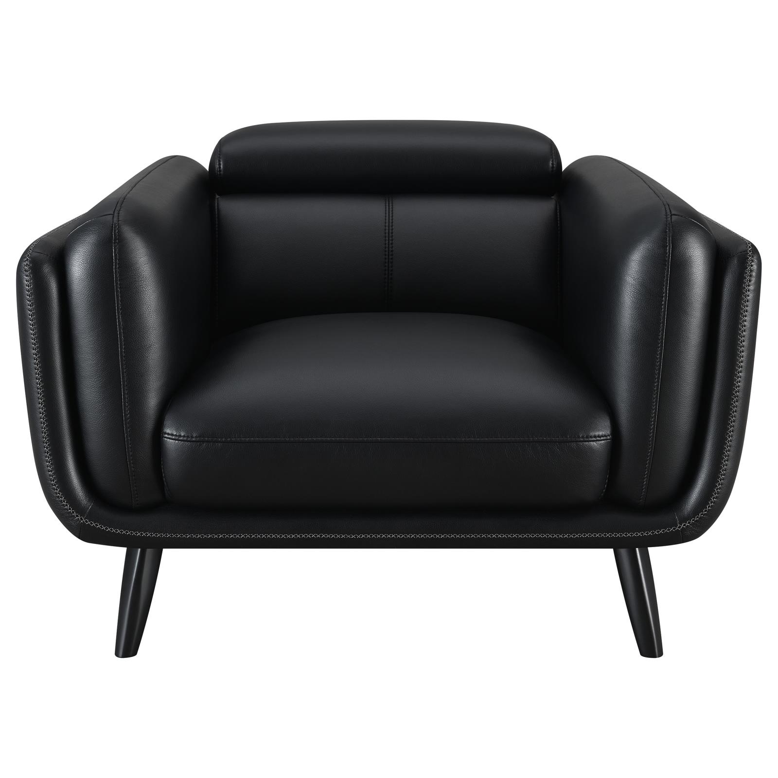 Shania Track Arms Leatherette Chair with Tapered Legs