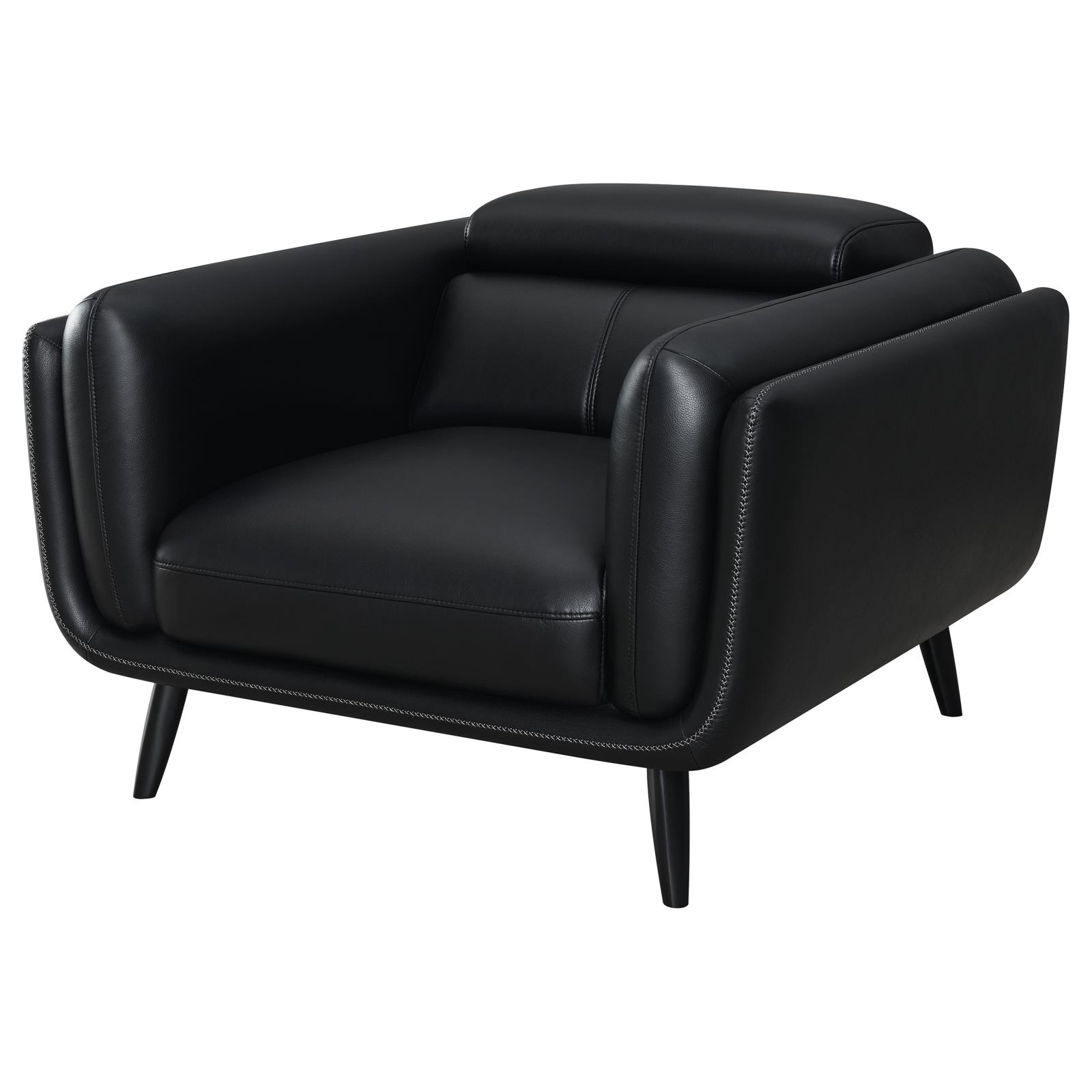 Shania Track Arms Leatherette Living Room Set w/Tapered Legs