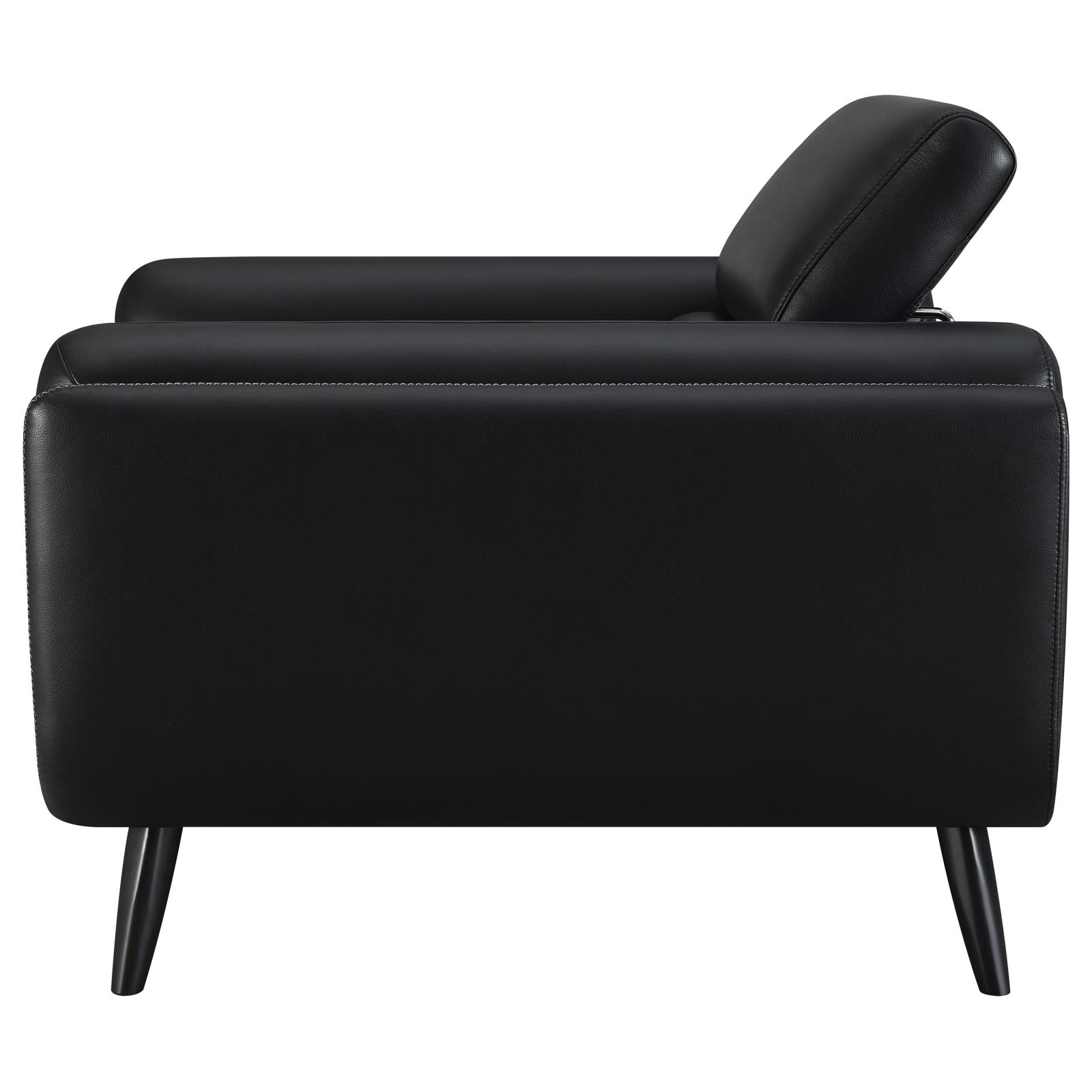 Shania Track Arms Leatherette Chair with Tapered Legs