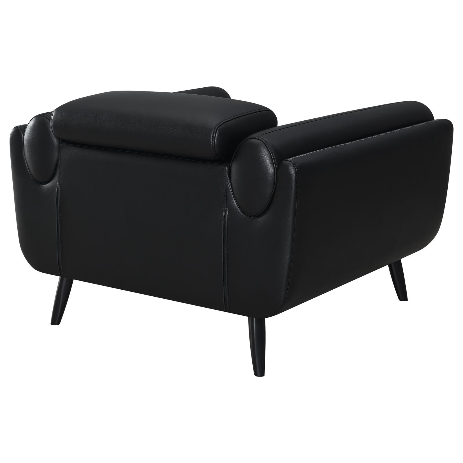 Shania Track Arms Leatherette Chair with Tapered Legs