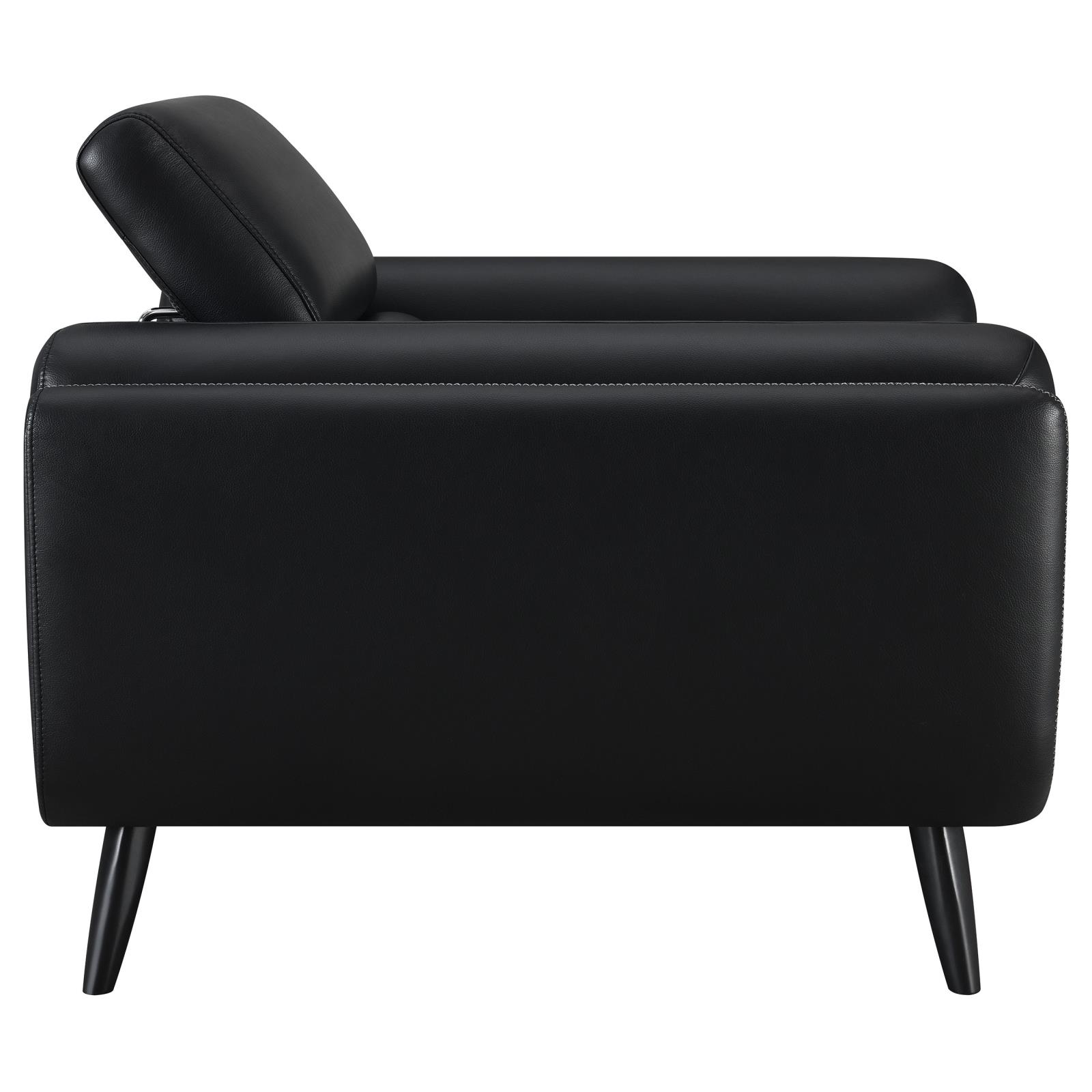 Shania Track Arms Leatherette Chair with Tapered Legs
